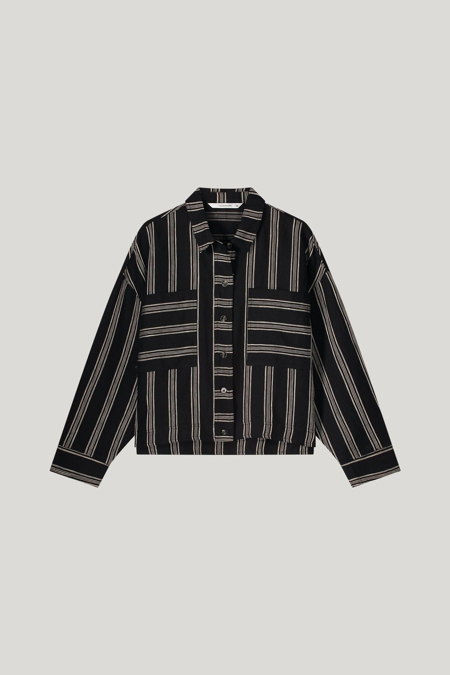 BLOUSE LINEN STRIPE BLACK 4
