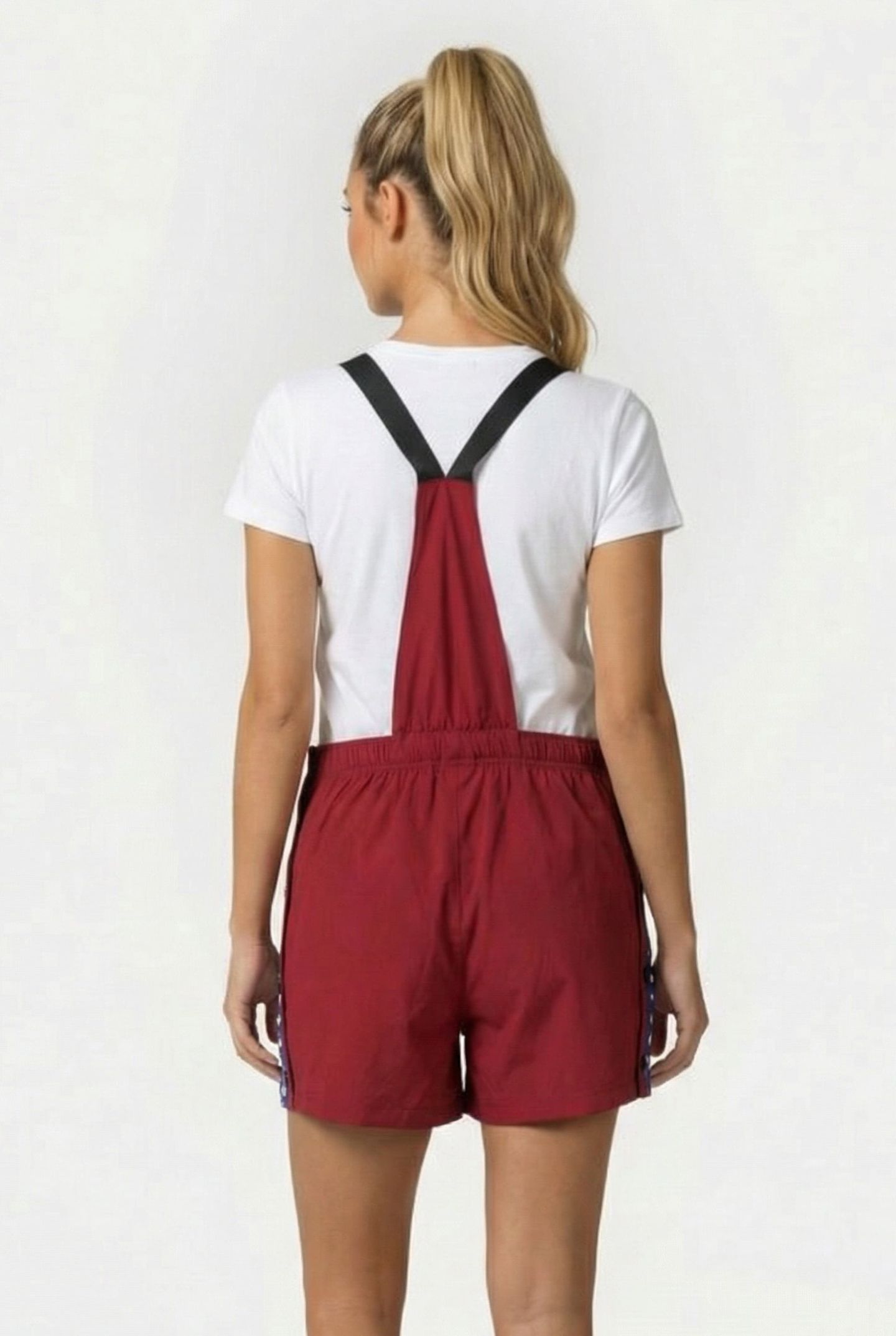WOMEN'S ARENA ICONS ROMPER SOLID BURGUNDY NEON BLUE BUTTER 2
