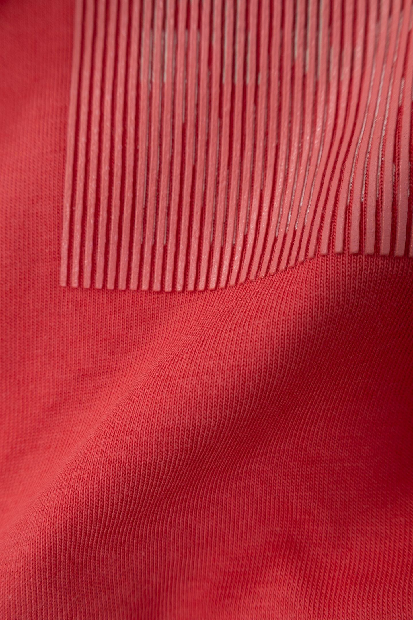 RED ORGANIC COTTON T-SHIRT WITH STRIPES ON MESSAGE 6