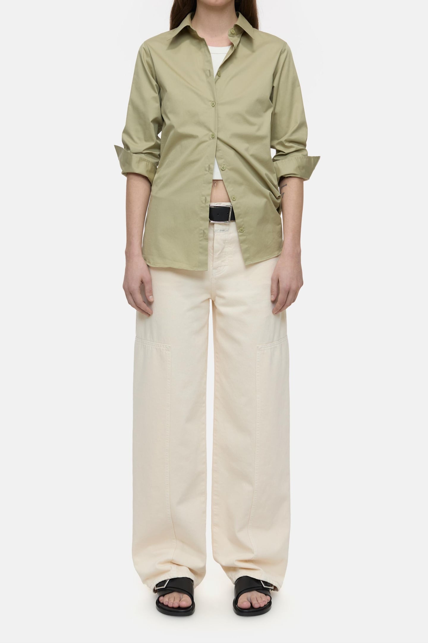 WAISTED SHIRT SHIRTS & BLOUSES SAGE TEA 2