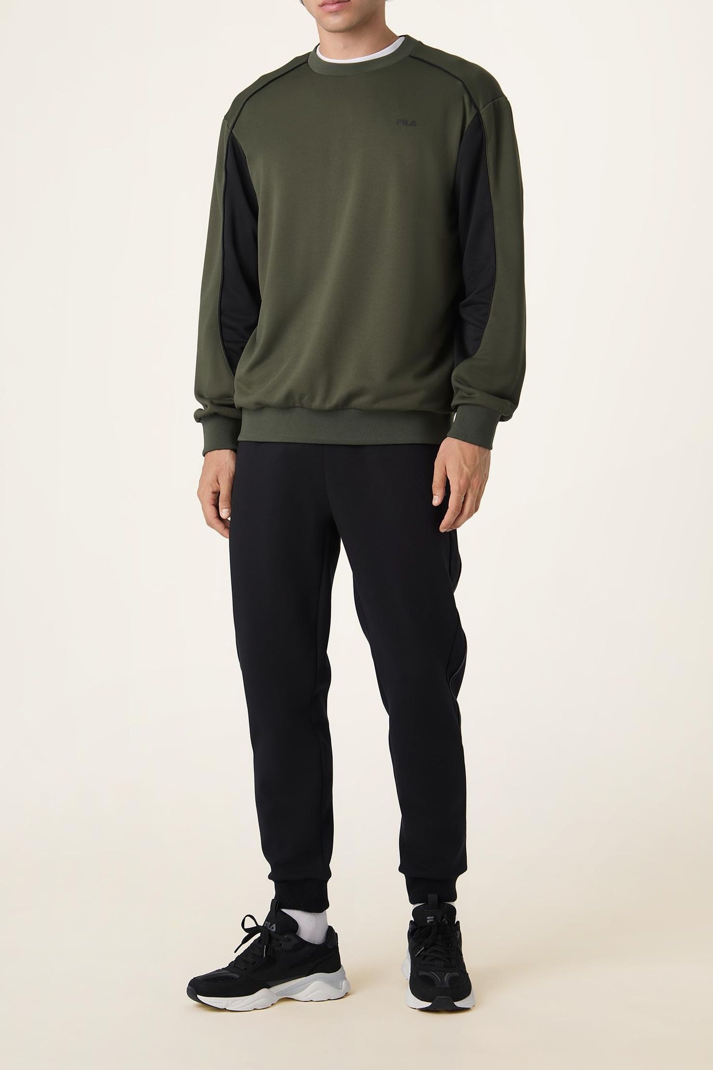 RIVOLI LOOSE BLOCKED CREWNECK SWEATSHIRT BLACK 2