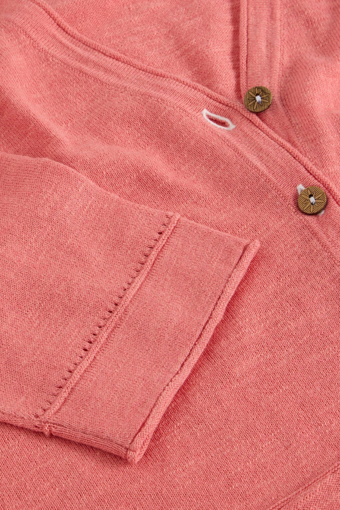 NARIA LINEN BLEND CARDI MID CORAL 4