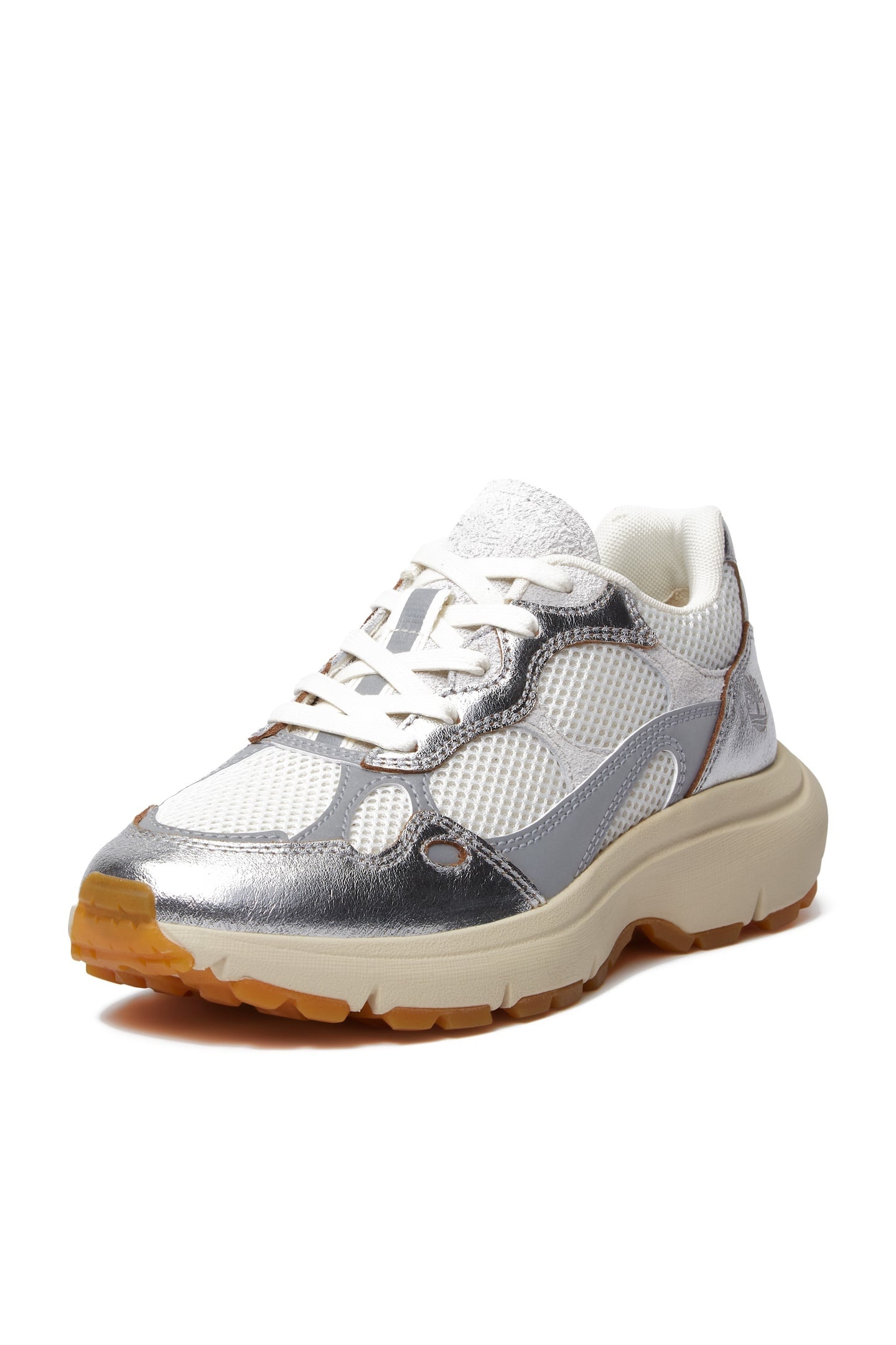 HAZEL LANE LOW LACE UP SNEAKER NATURAL MESH SILVER 2