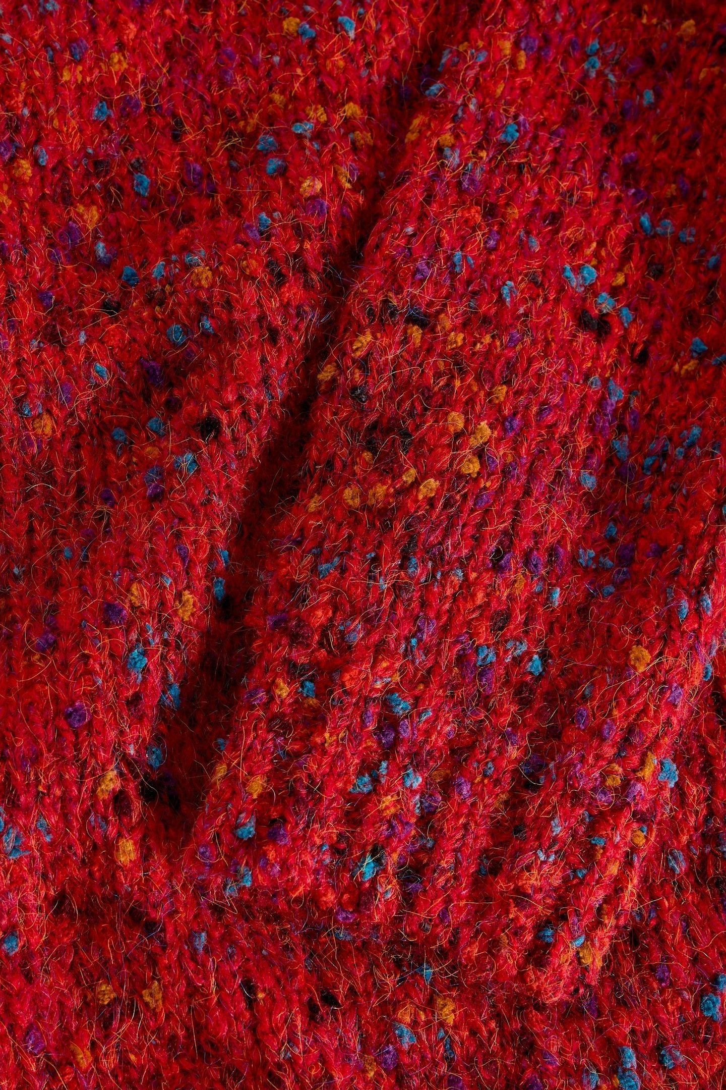 TEXTURE V NECK MID RED 5