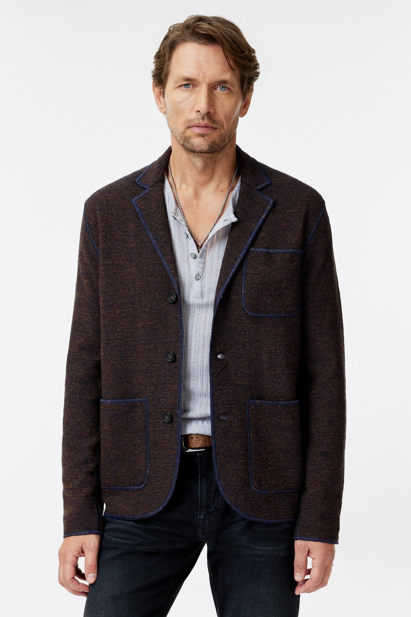 ADRIANO REGULAR FIT BLAZER CARDIGAN JKT LAKE BLUE 1