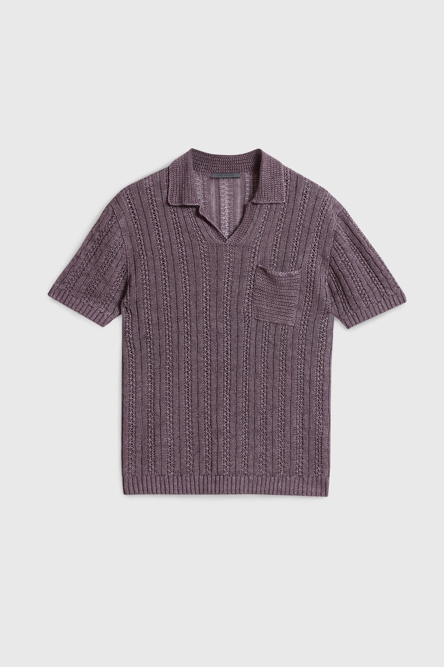 ODIN LS TEXTURE LINEN SWEATER POLO PLUM 2