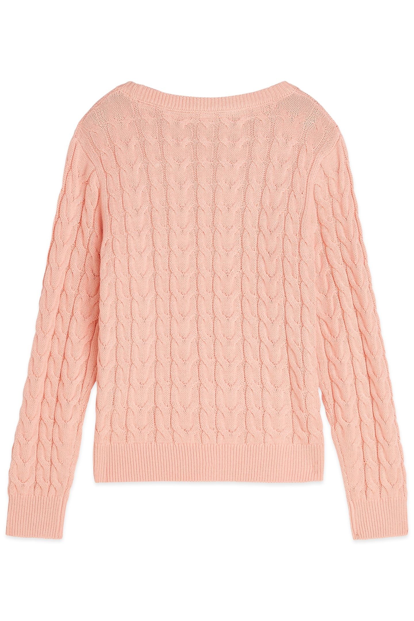 GIRLS CABLE SWEATER KNIT L/S APRICOT BLUSH 2