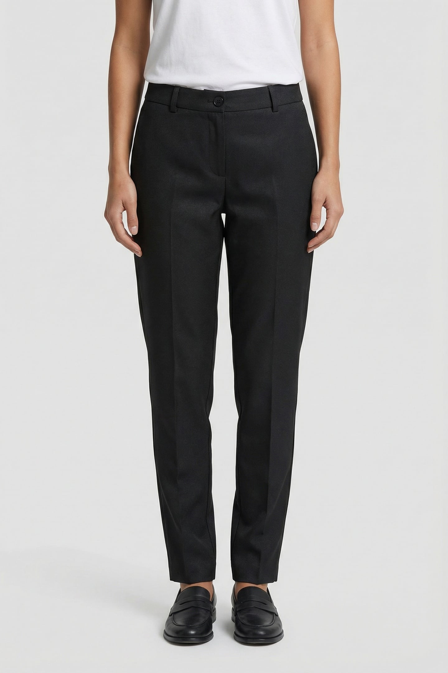 PAN - BLACK COATED CIGARETTE PANTS HIGH WAIST 7/8 1