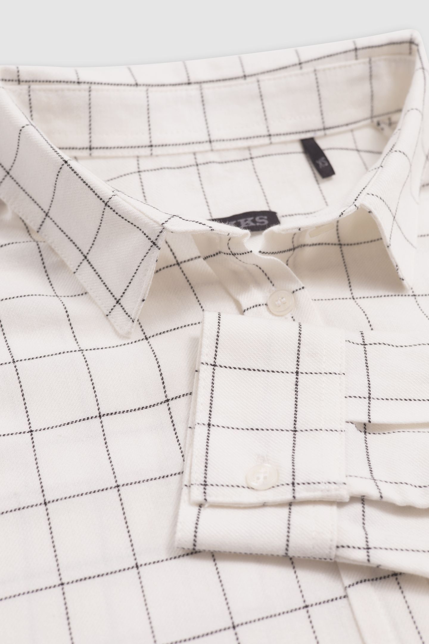 GIRL'S ECRU SHIRT WITH BLACK CHECK PATTERN 6
