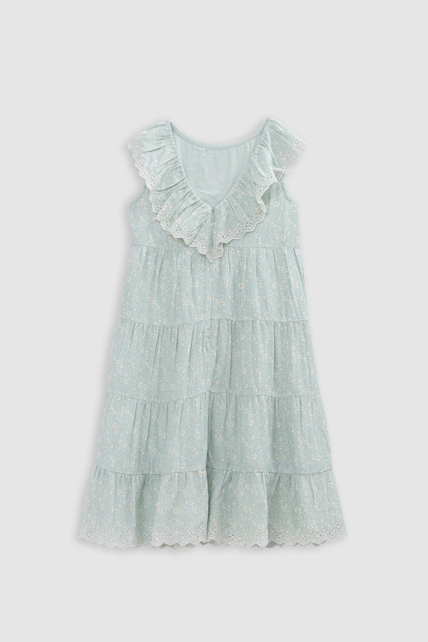WATER GREEN FLORAL PRINT LONG DRESS 2