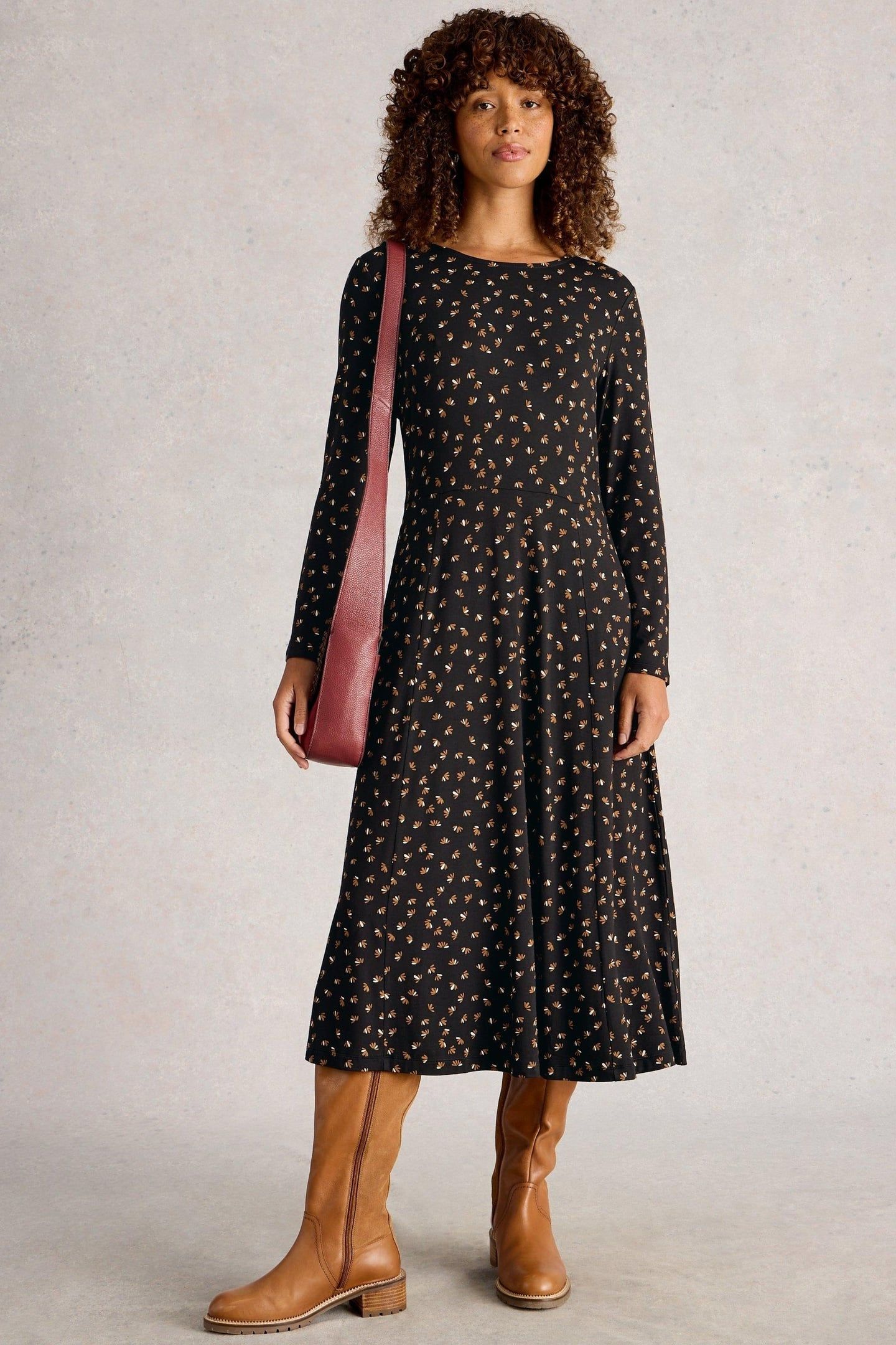 MADELINE JERSEY DRESS BLACK PRINT 1