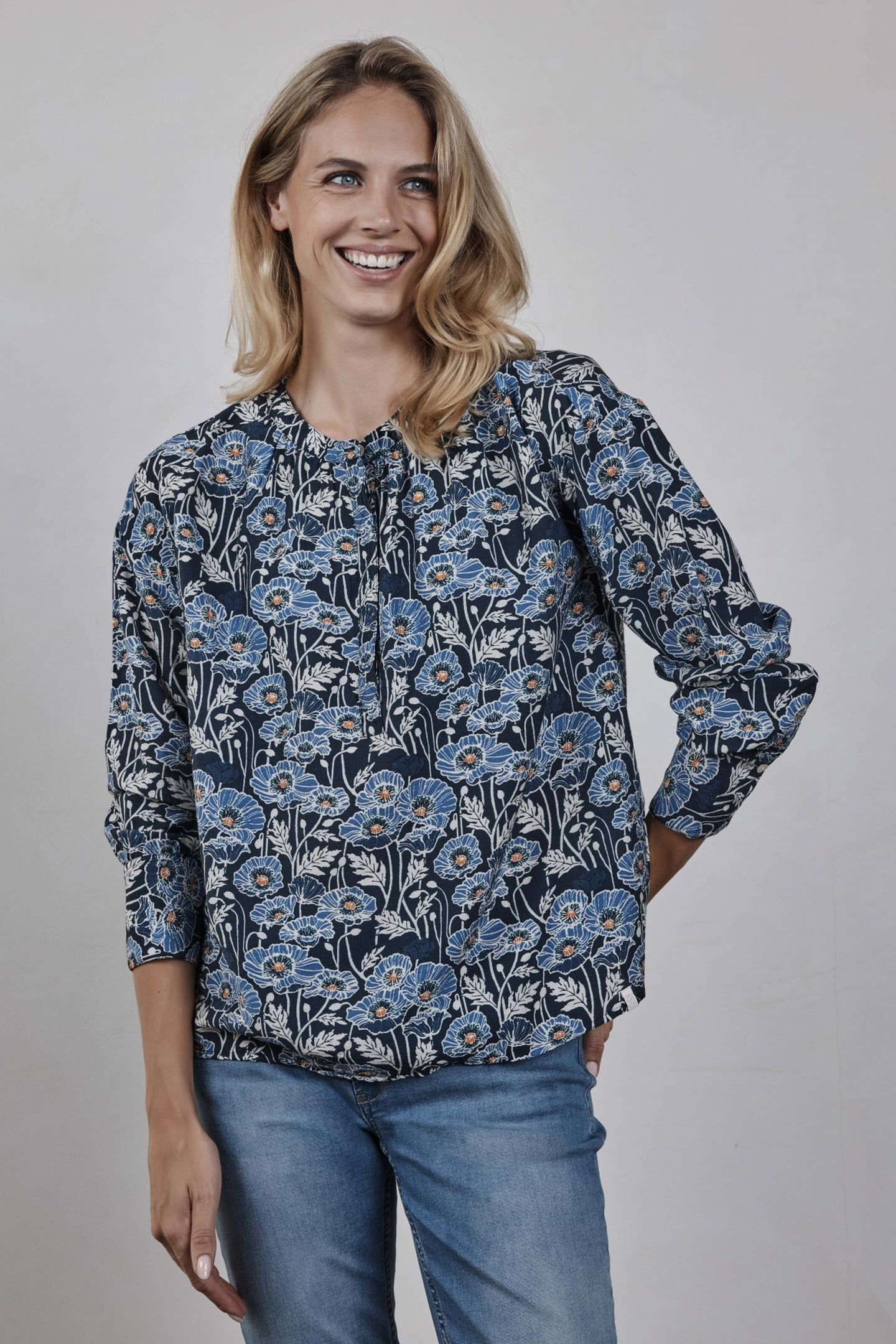 BLOUSE SARI BLUE LOTTI PRINT 2