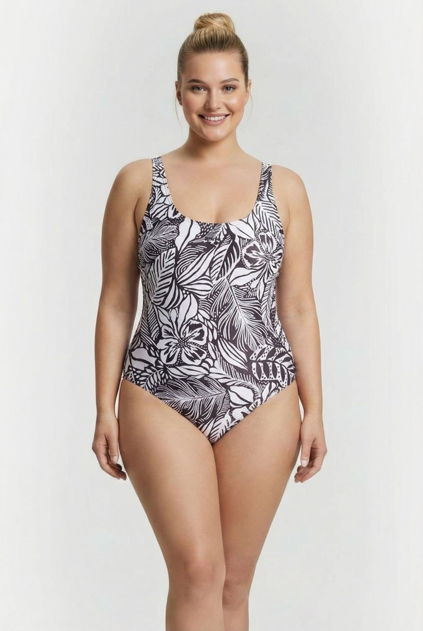 WOMEN'S SWIMSUIT SWIM PRO BACK ALLOVER P BLACK MULTI 1
