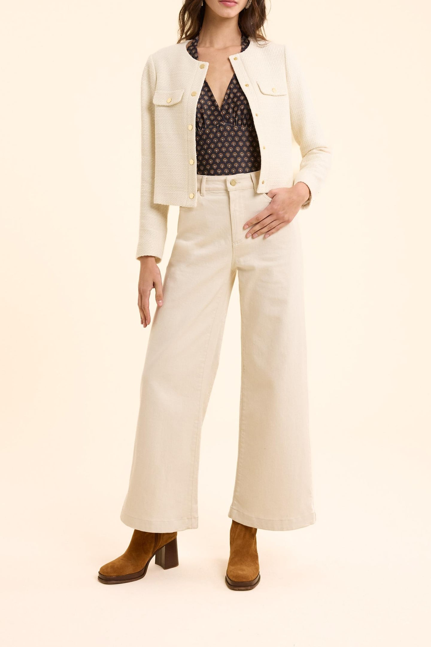 SHORT SQUARE JACKET IN ECRU I.CODE ECRU 2