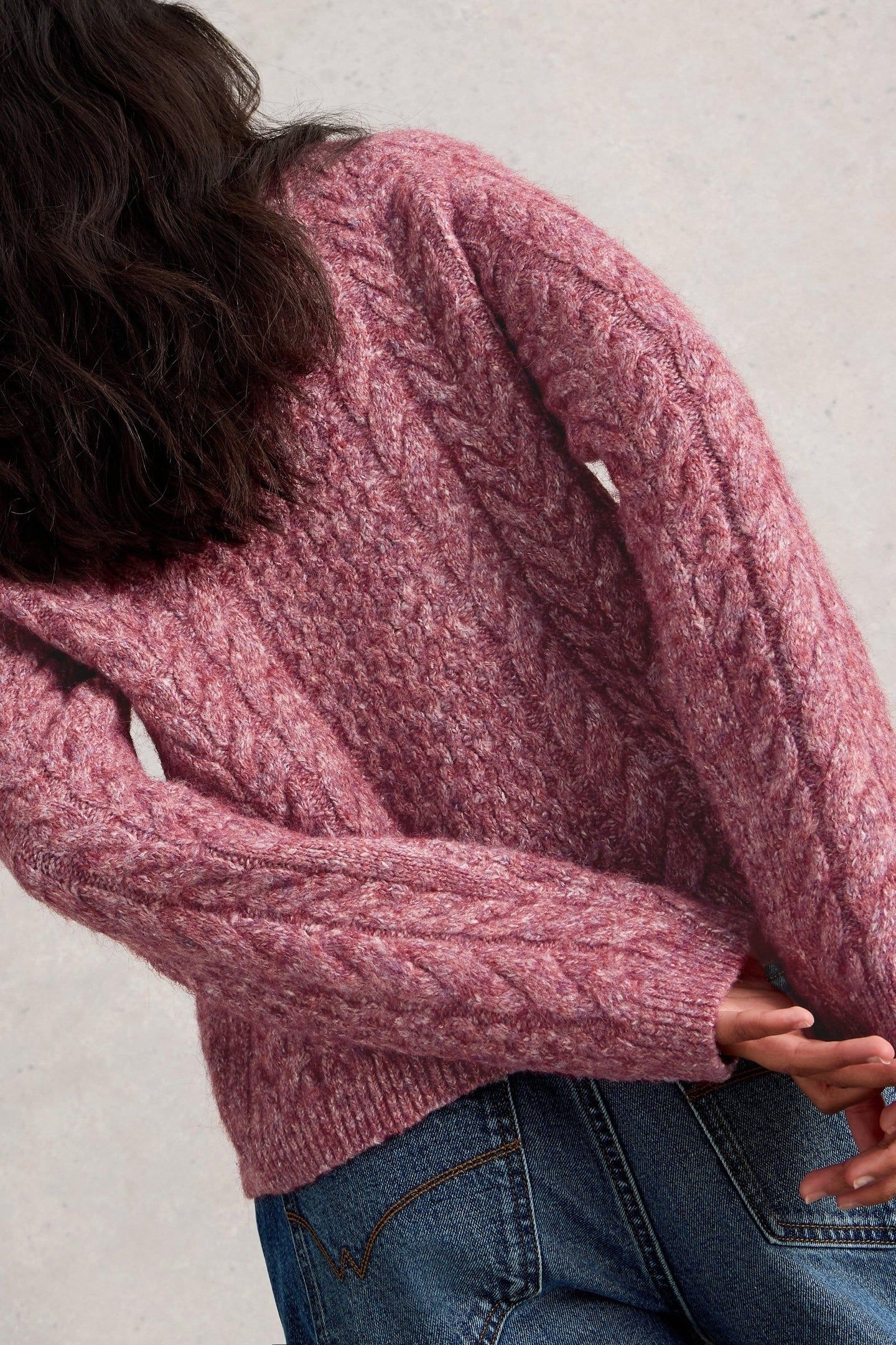 CARLY CABLE CARDI MID PINK 4