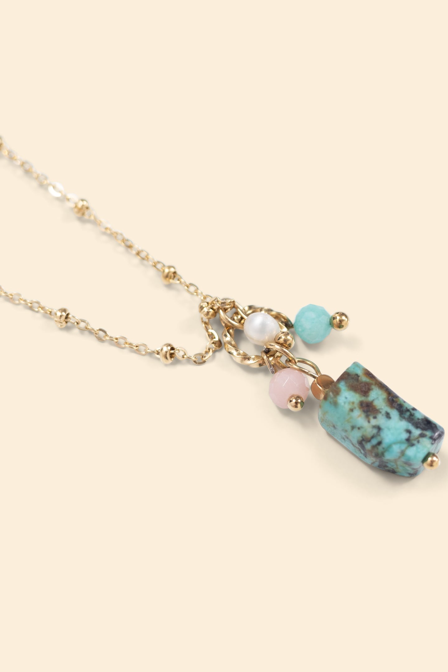 GOLD-TONE METAL NECKLACE WITH BEAD PENDANT GOLD 2