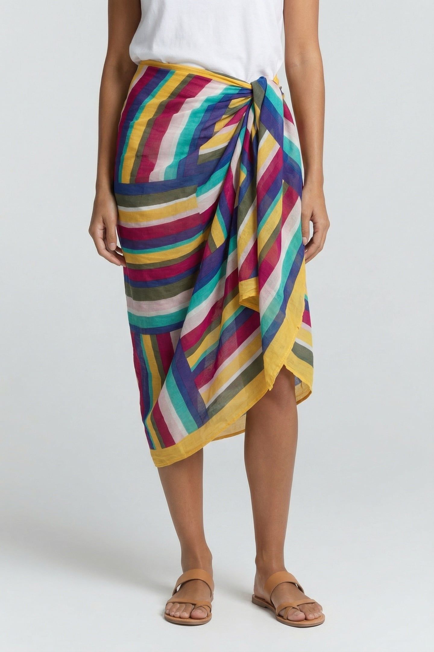ALMA - BLUE SARONG WITH STRIPED COLOUR PATTERNS 1