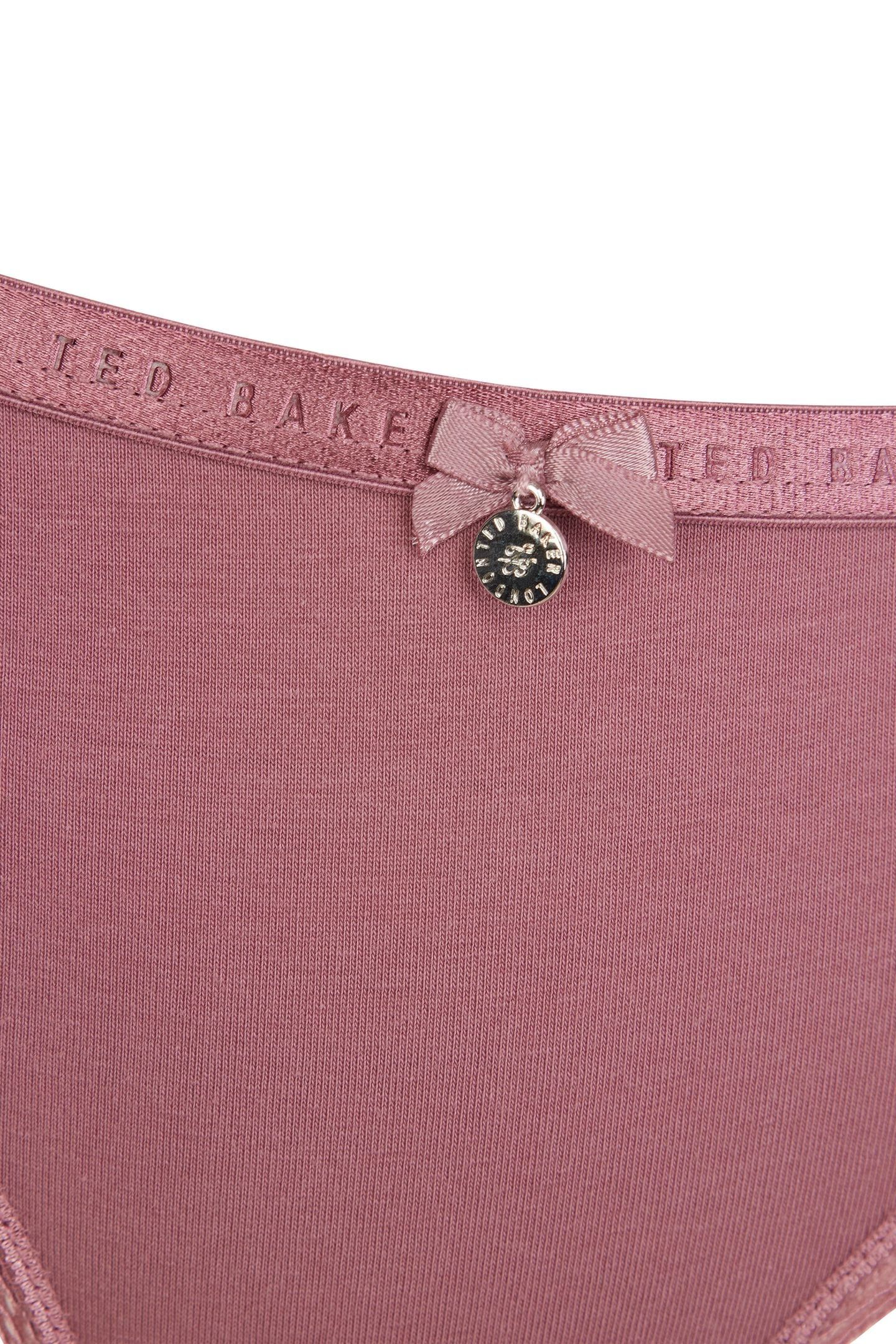HARRIOT 3PK PLAIN BRIEF WITH LACE TRIM MAUVE WINE/ WISTFUL M 9