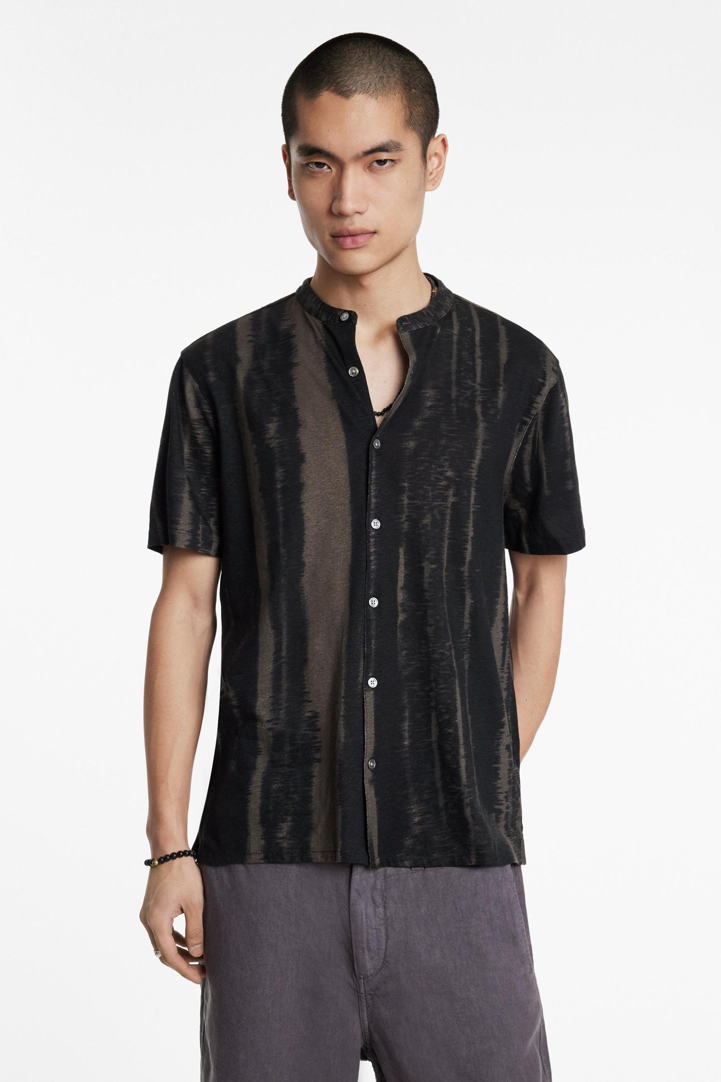 CROSBY REGULAR FIT SS STAND COLLAR SHIRT BLACK 1