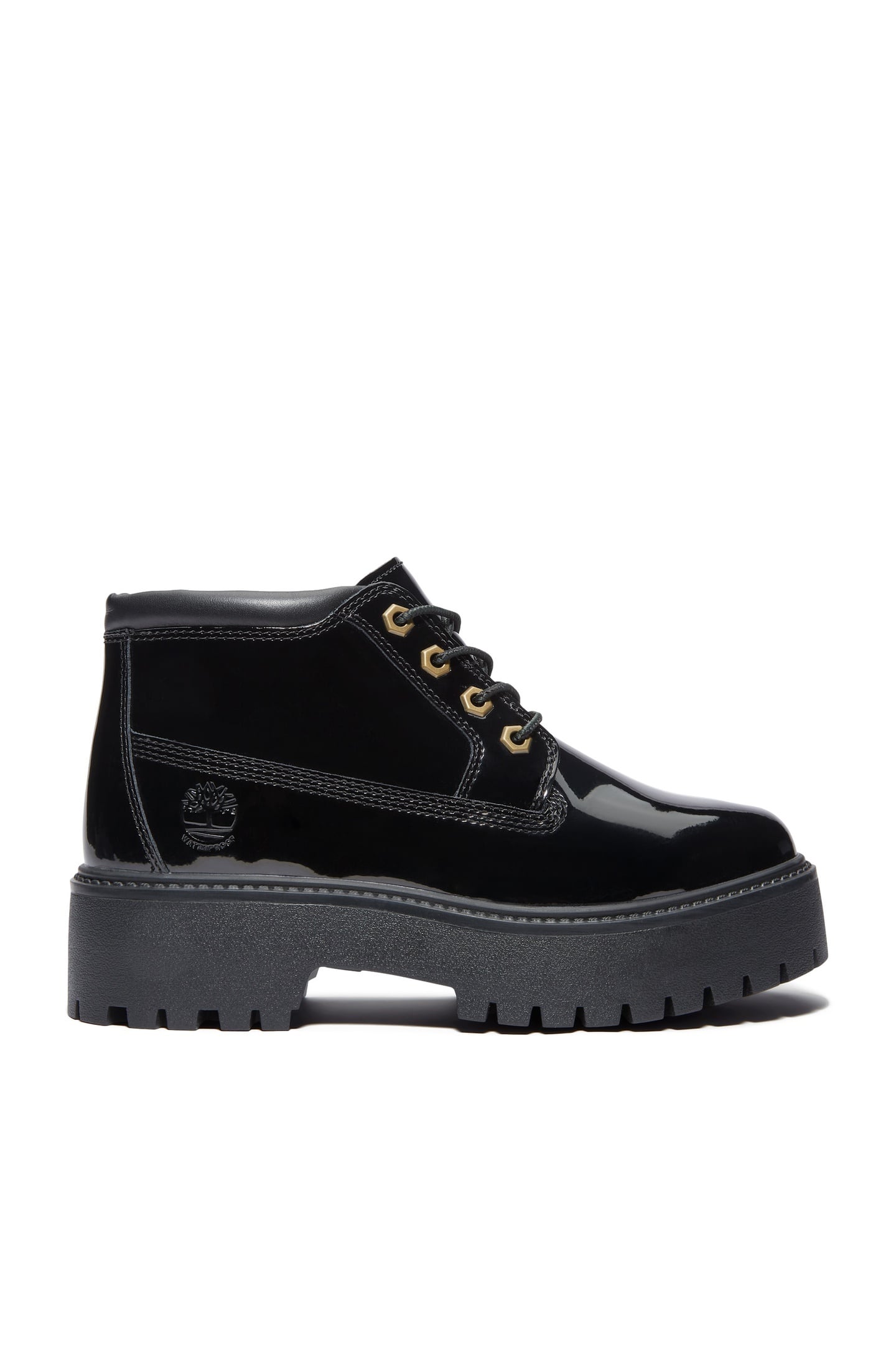STONE STREET MID LACE UP WATERPROOF BOOT BLACK PATENT LEATHE 1