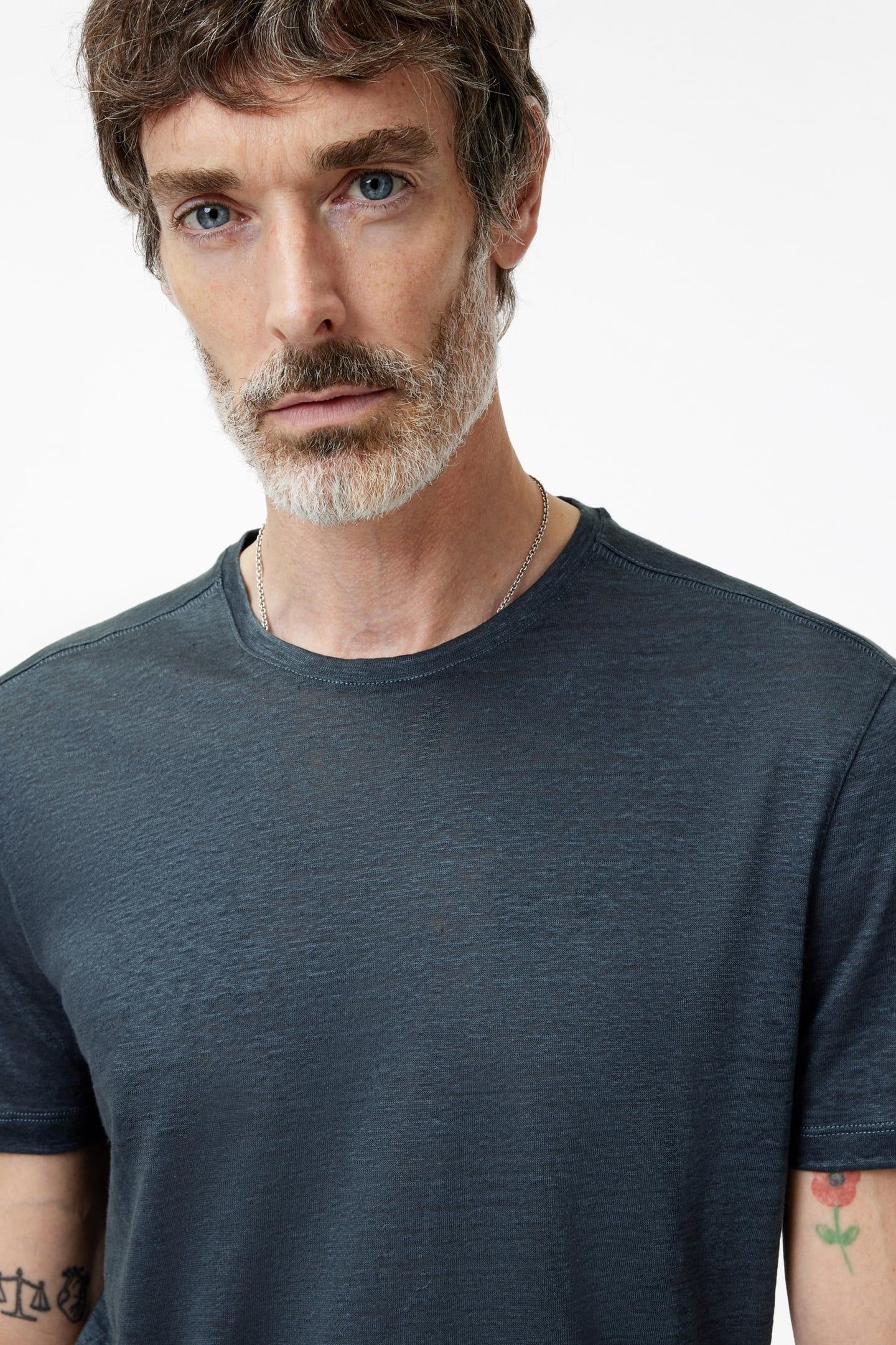MOTT REGULAR FIT SS LINEN CREW BLUE SMOKE 3