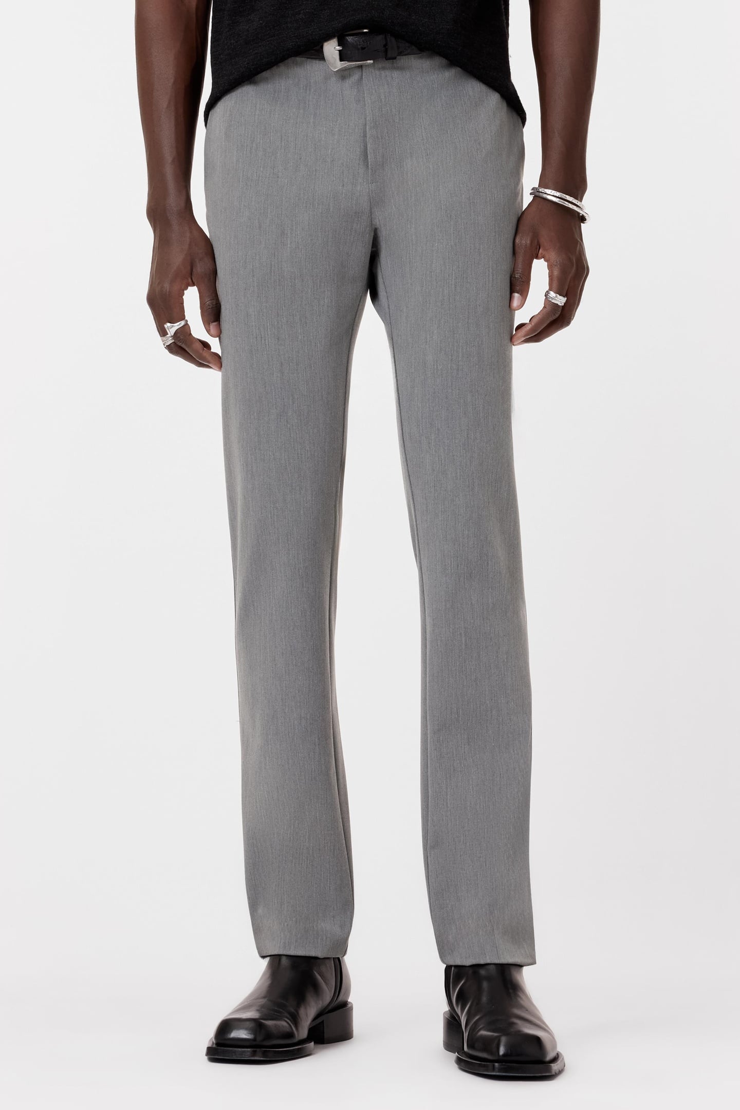 MERCER PANTS - SLIM FIT PANTS WITH WELT GREY HTHR 1
