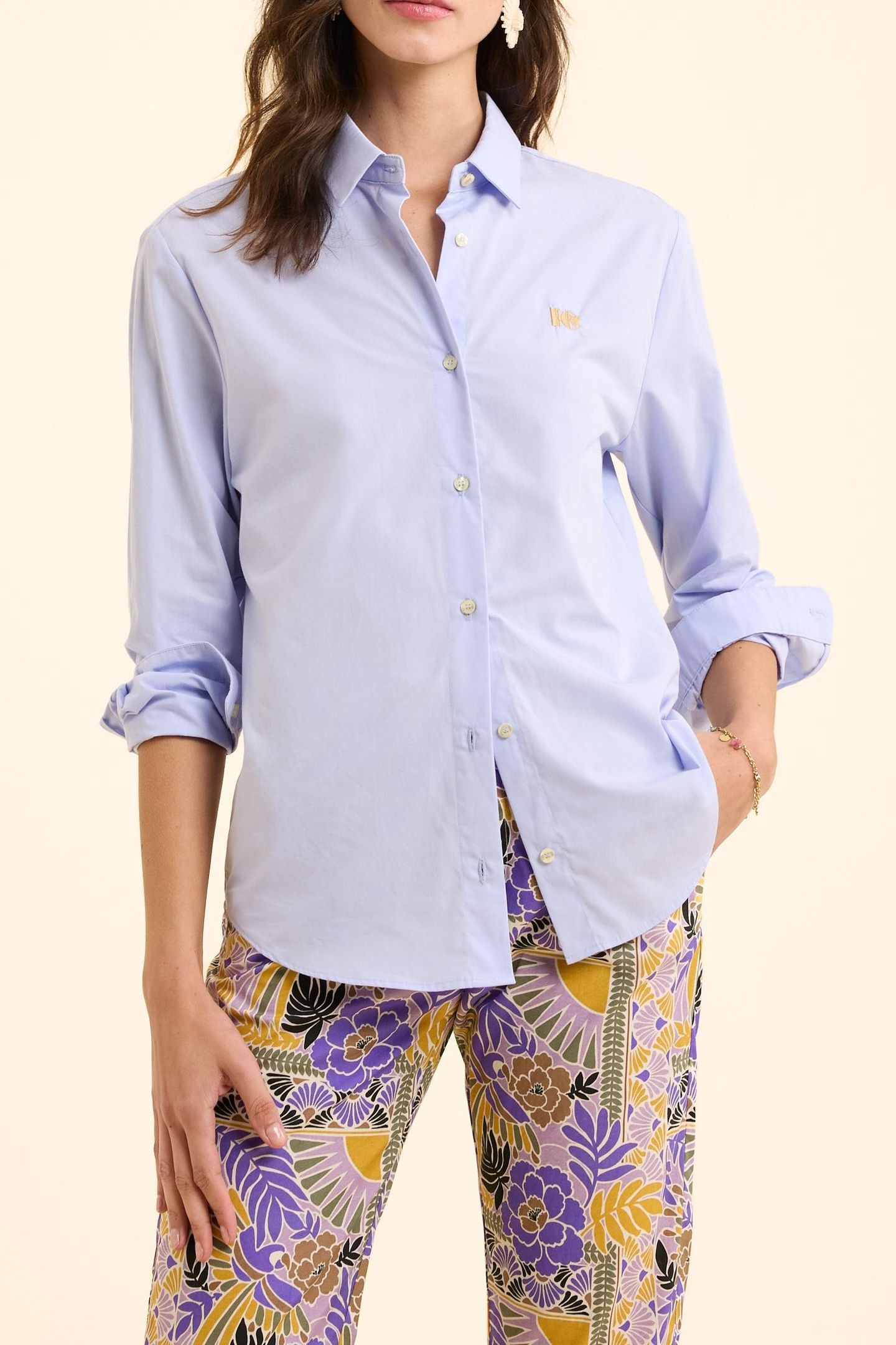 SKY BLUE SHIRT WITH MONOGRAM EMBROIDERY SKY BLUE 1