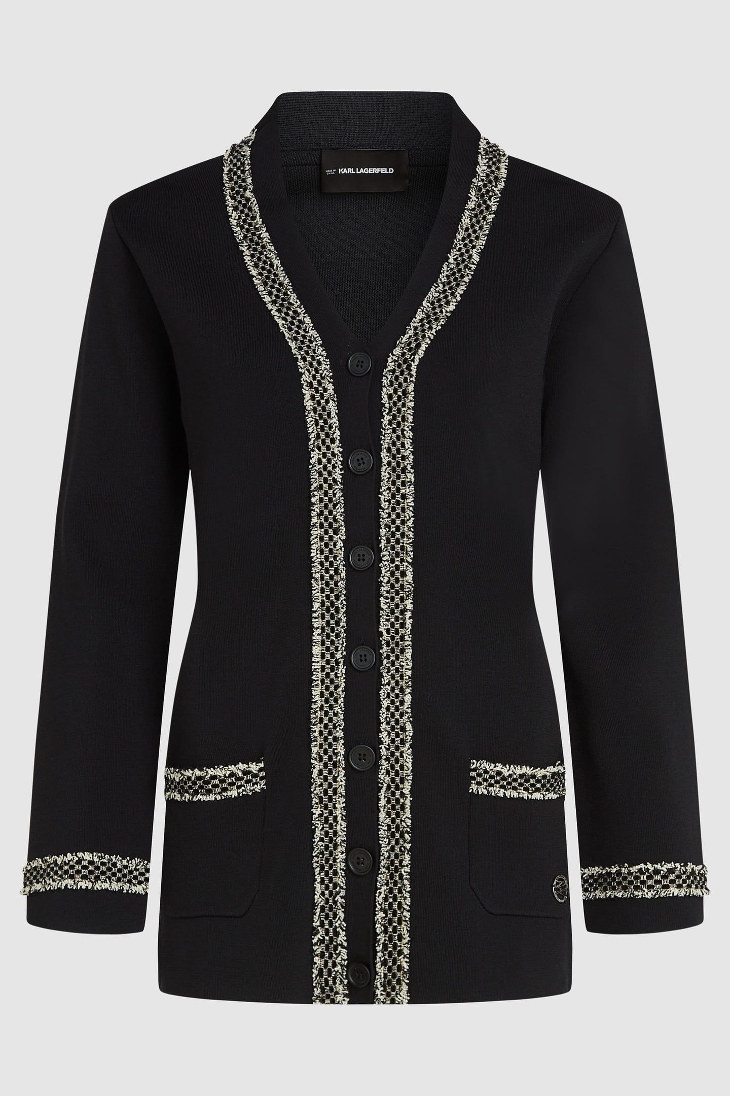 BLACK BOUCLE DETAIL CARDIGAN 4