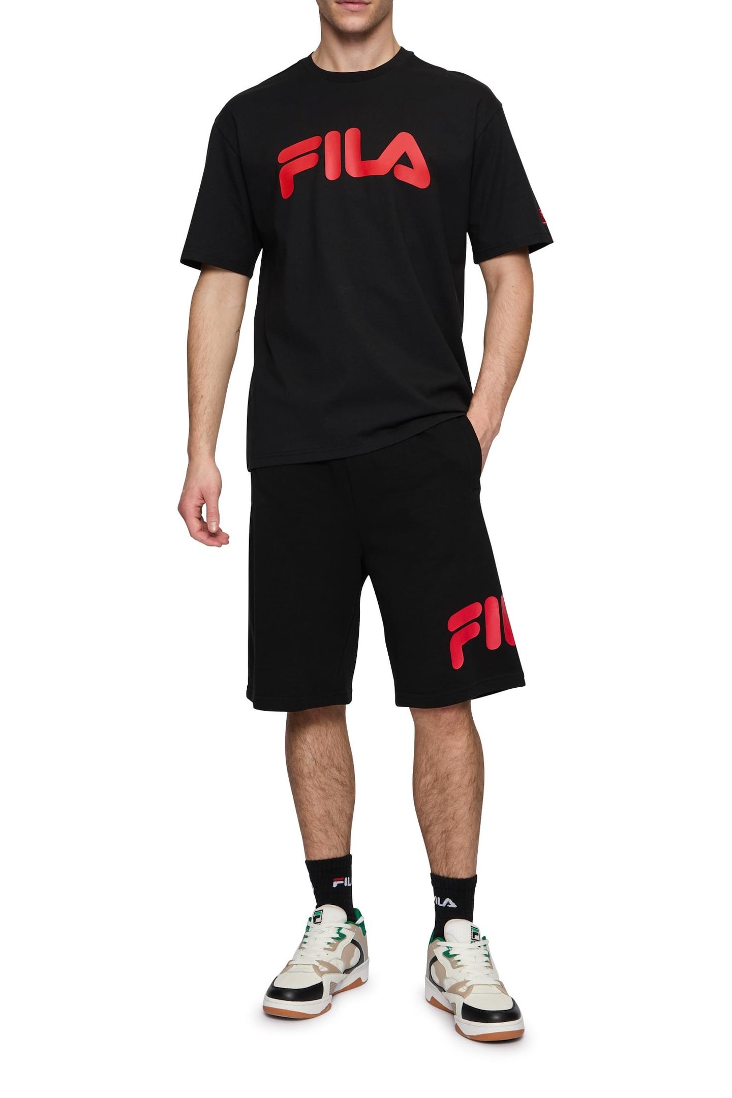 LEZINNES LOOSE SHORTS BLACK-TRUE RED 1