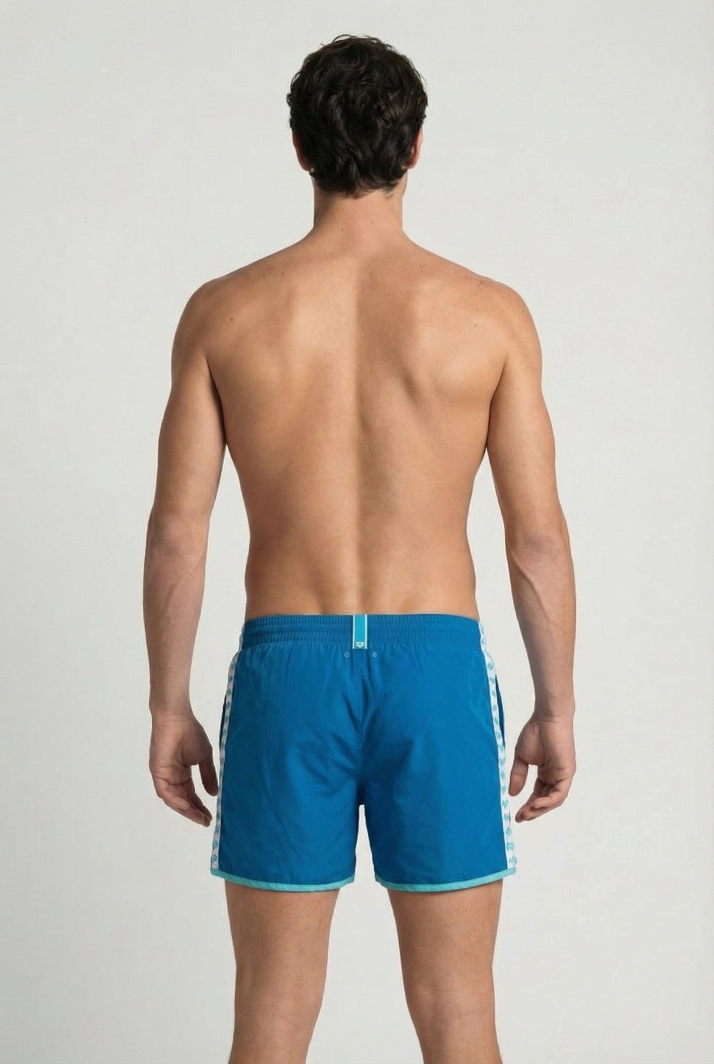 MEN'S ARENA TEAM STRIPE BEACH SHORT BLUE COSMO-WATER-WHITE 2