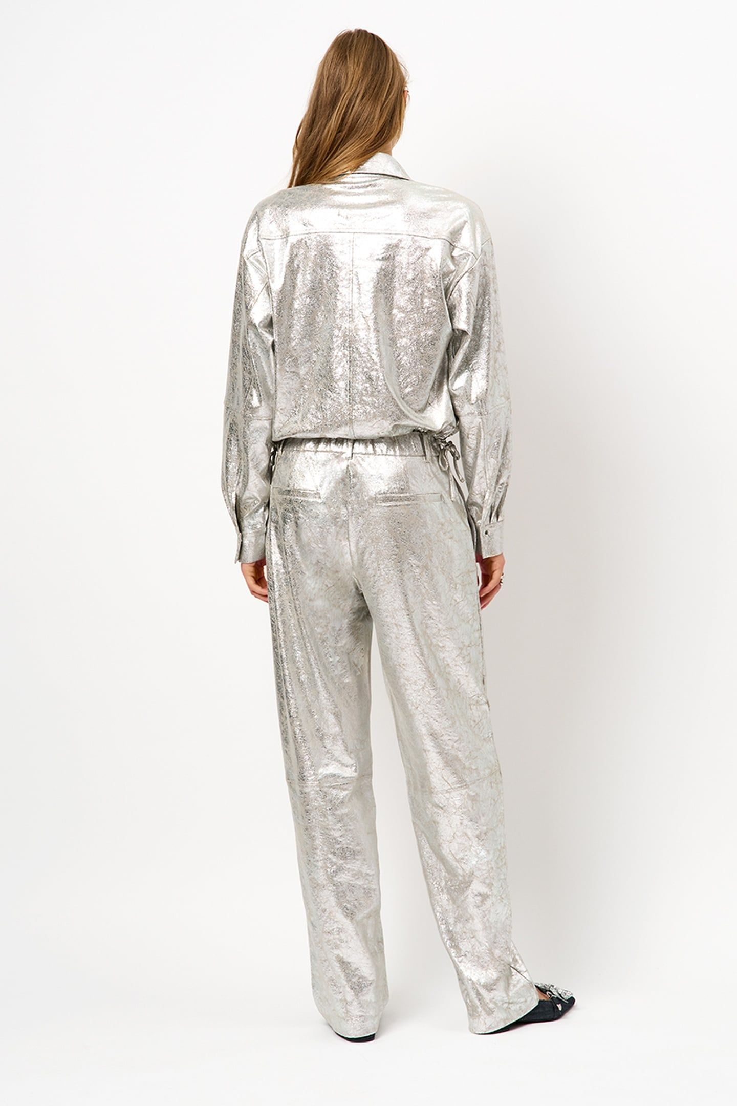 CHERI METALLIC FAUX LEATHER PANTS SILVER 2