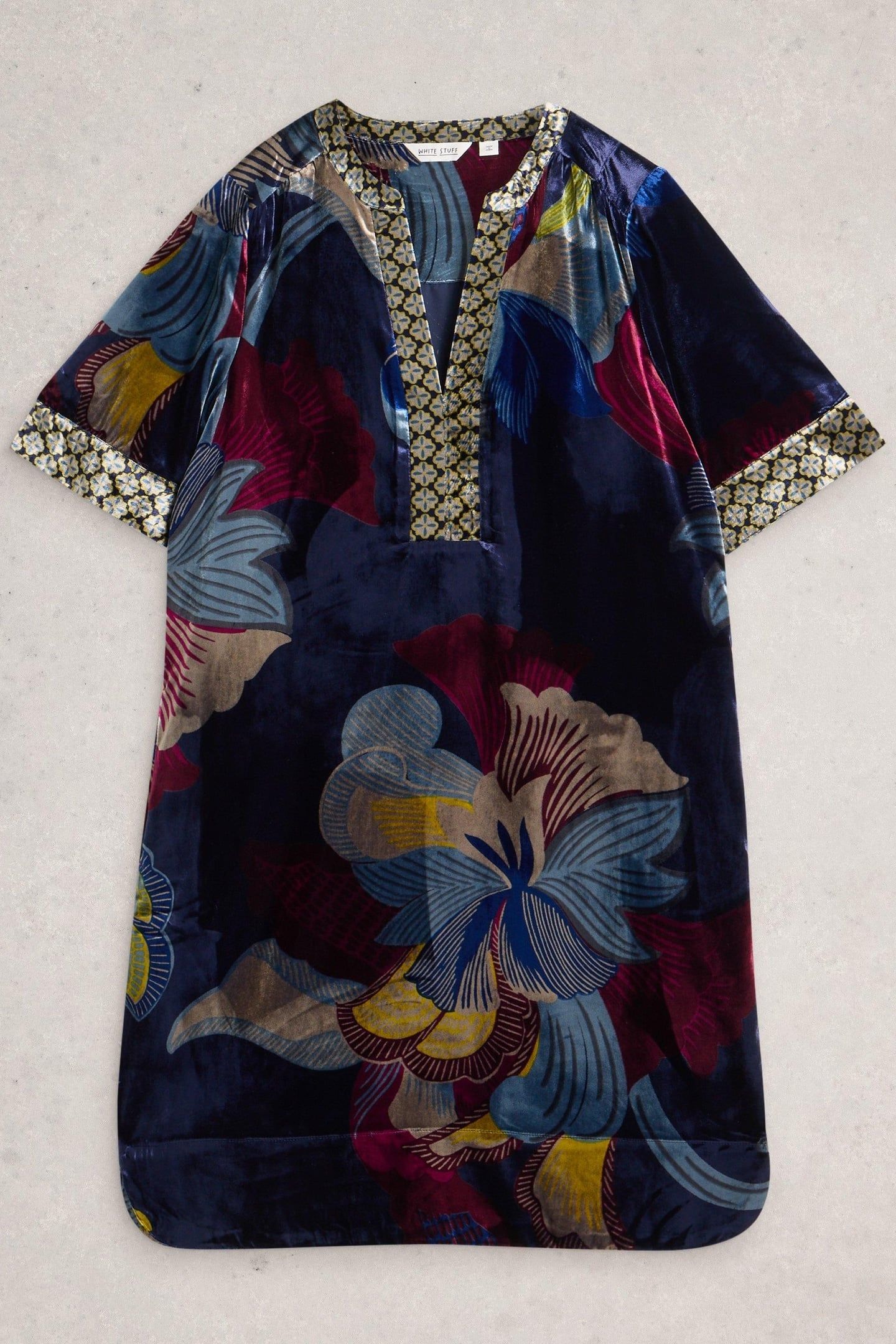 JUNE VELVET DRESS NAVY MULTI 4