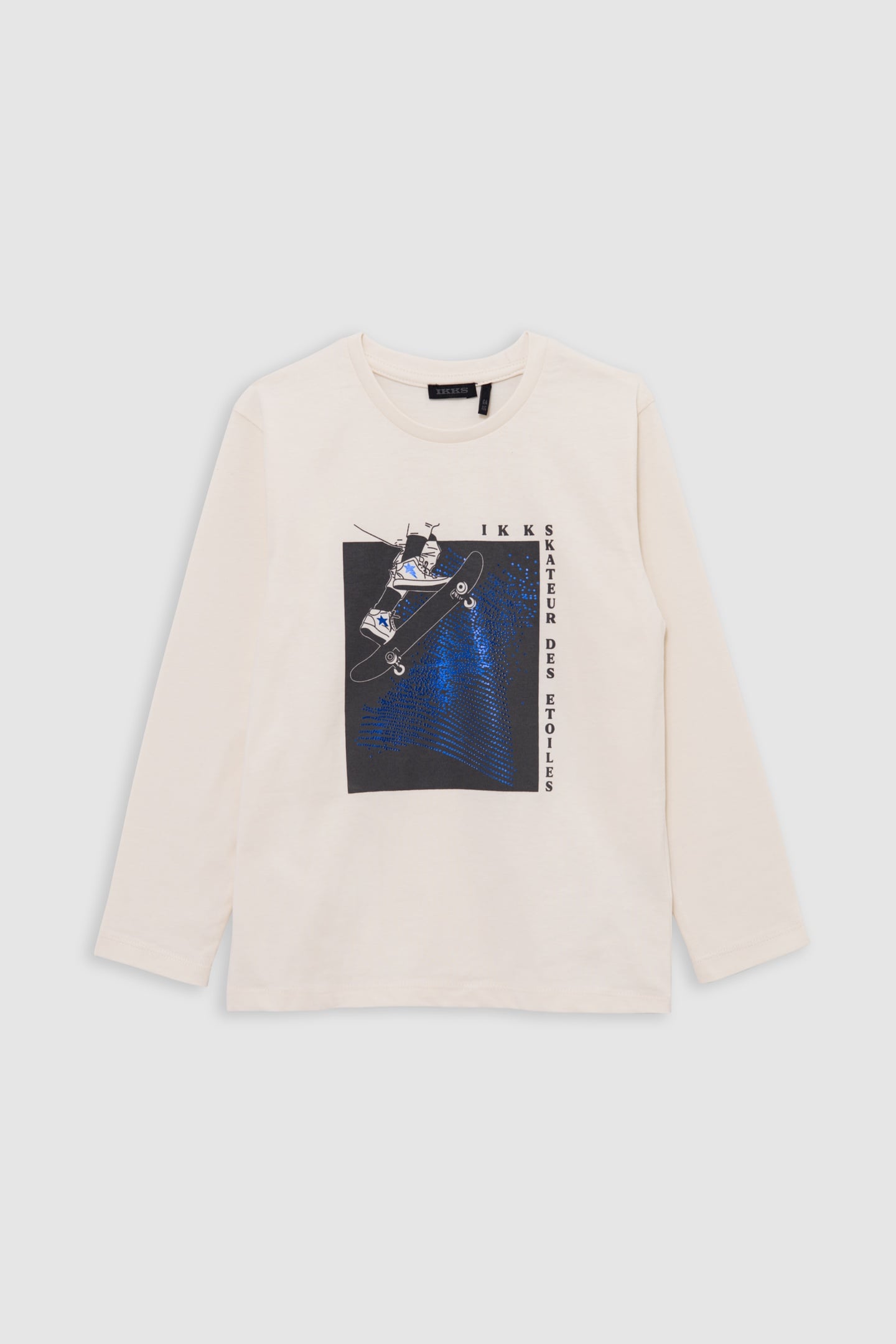 T-SHIRT ECRU ORGANIC COTTON VISUAL SKATER MILLAR BLUE BOY 1
