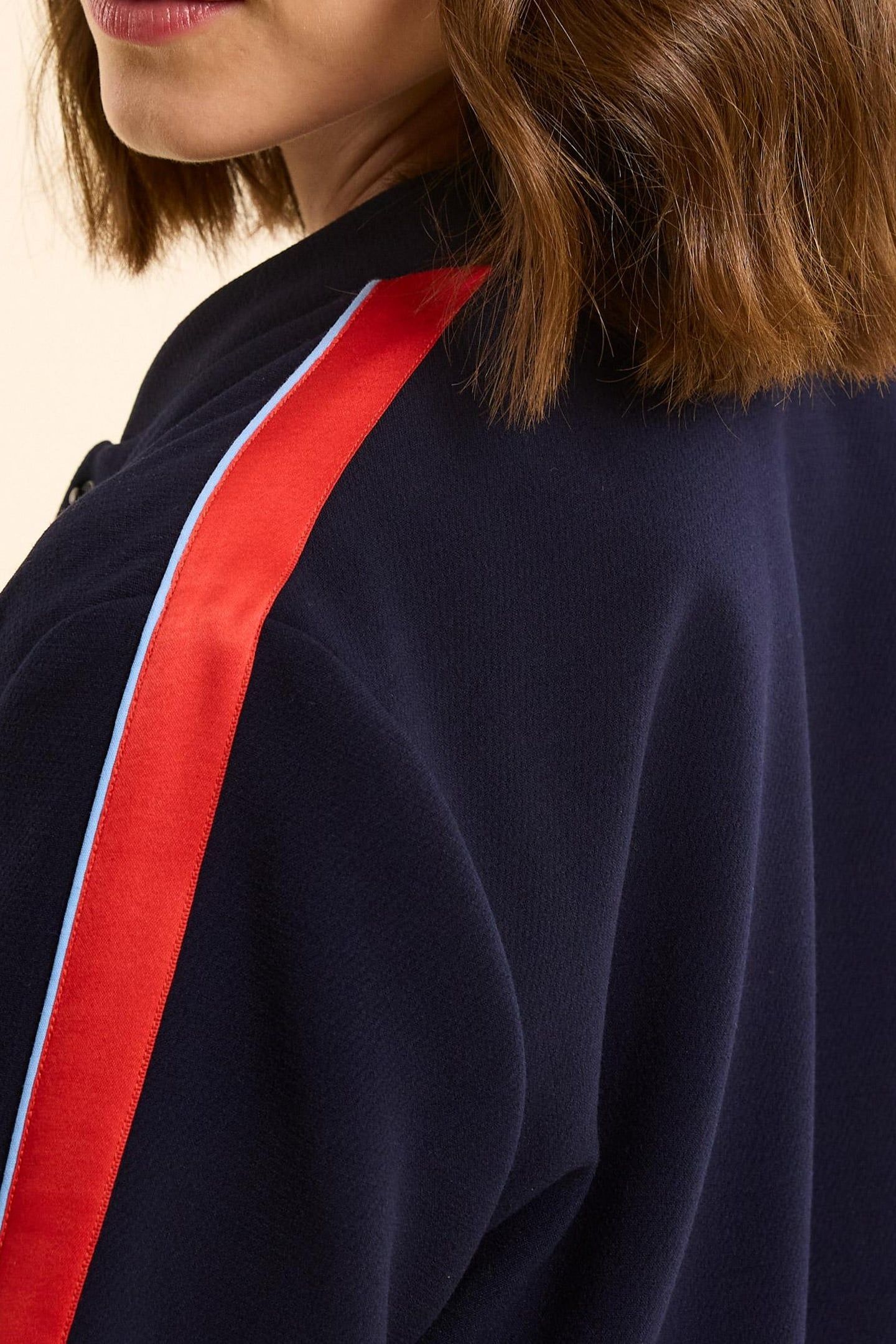 NAVY BOMBER JACKET WITH STRIPED SATIN BANDS MARINE 5