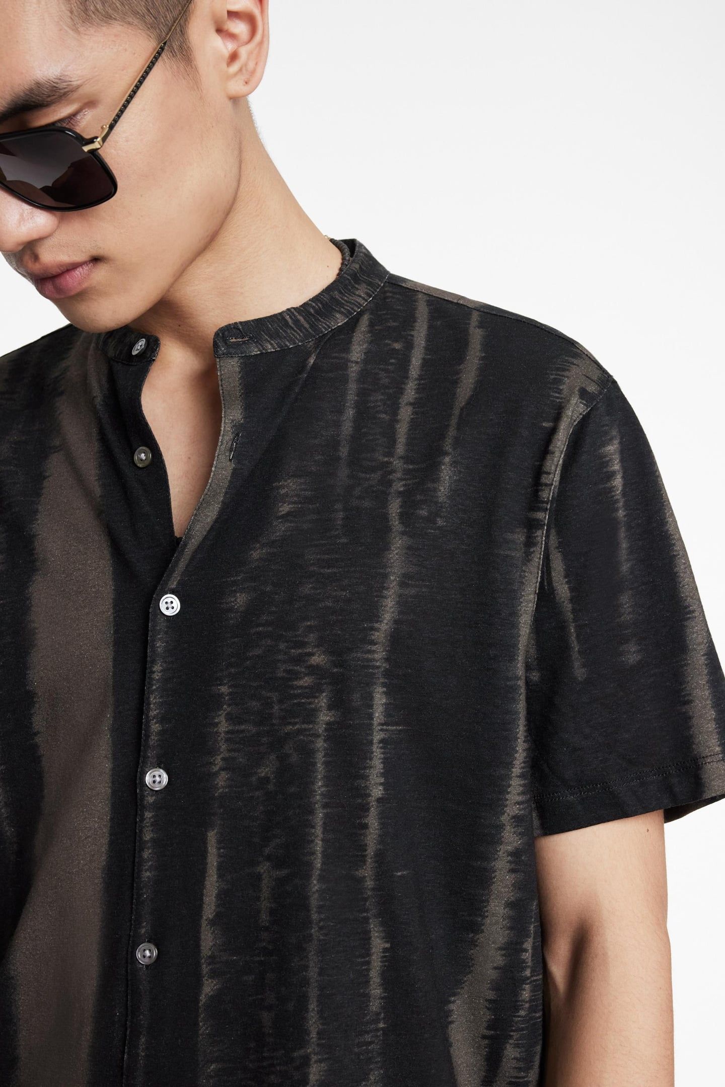 CROSBY REGULAR FIT SS STAND COLLAR SHIRT BLACK 3