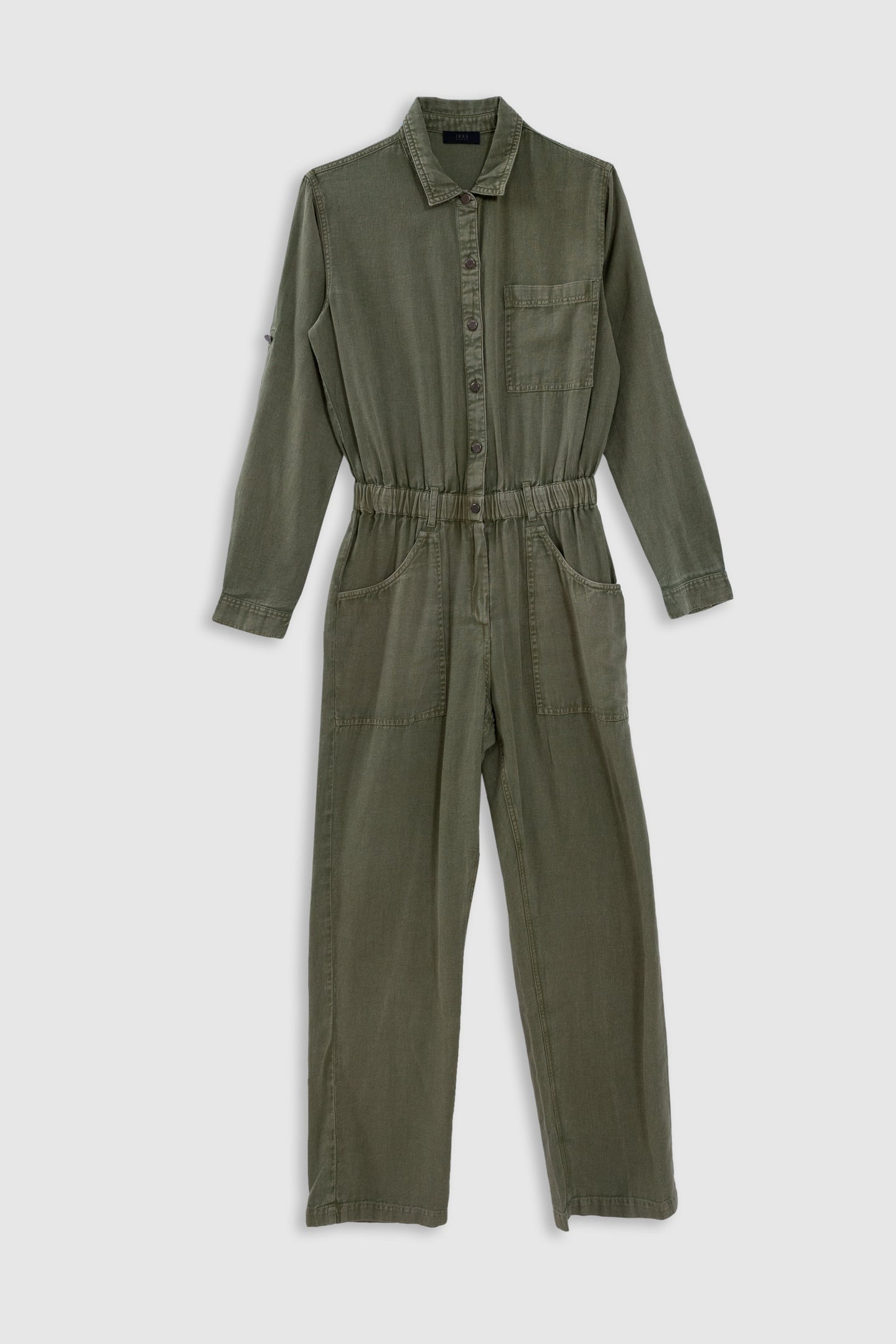 KHAKI DENIM JUMPSUIT WITH ELASTICATED WAISTBAND 4