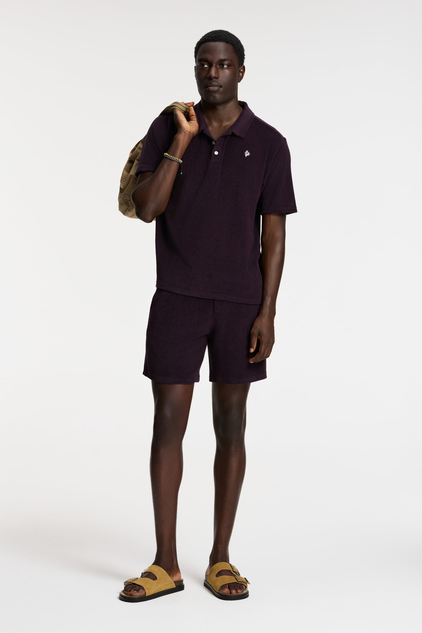 EVAN TOWELING SHORTS SOLID PURPLE ROCK 3