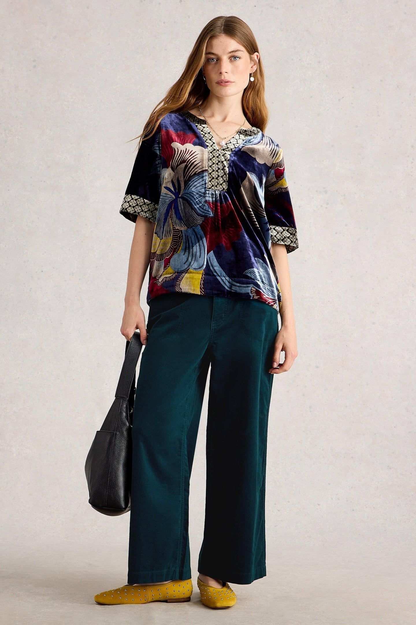 TIA VELVET WIDE LEG CROP DARK TEAL 1