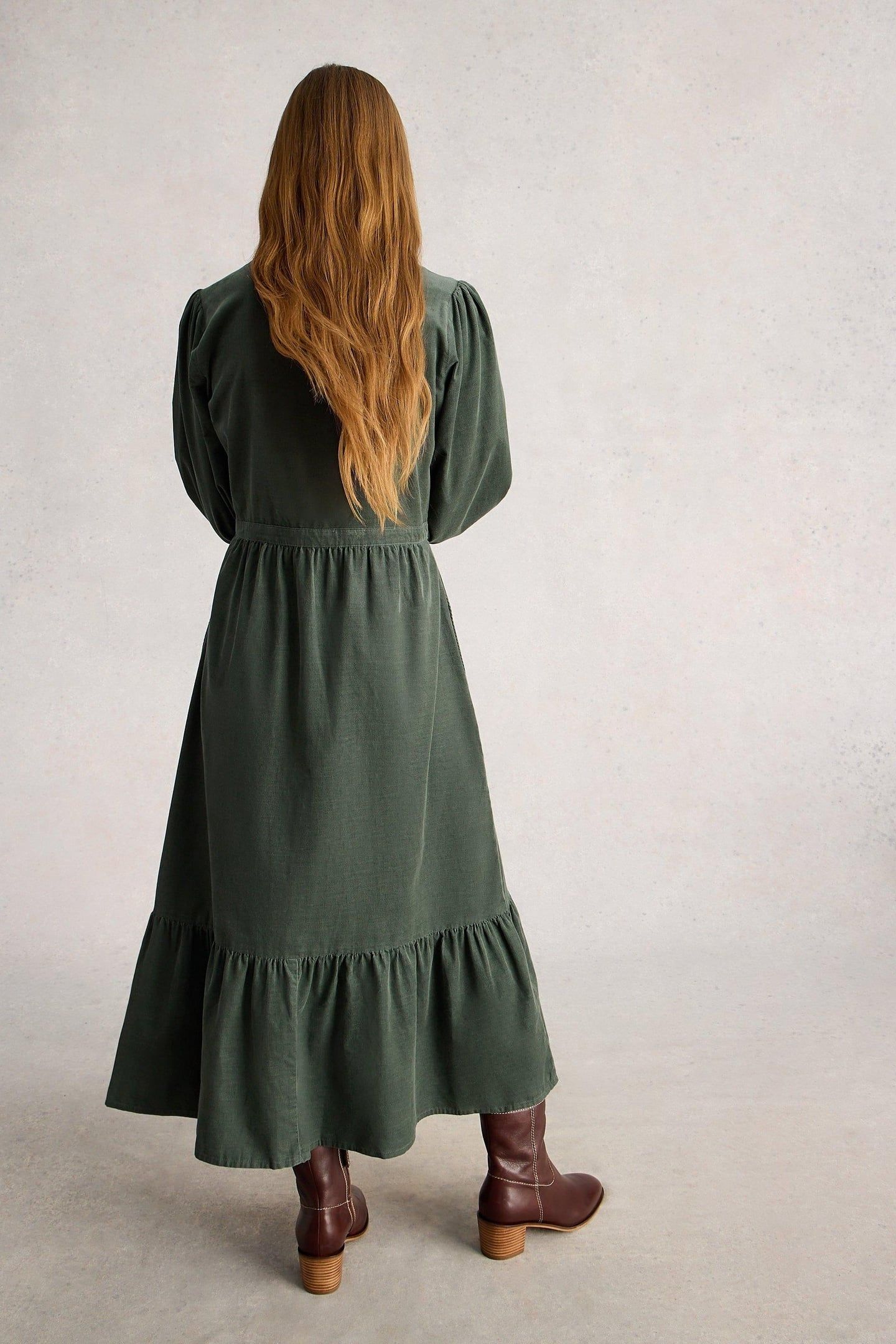 PHOEBE CORD DRESS DUSTY GREEN 2