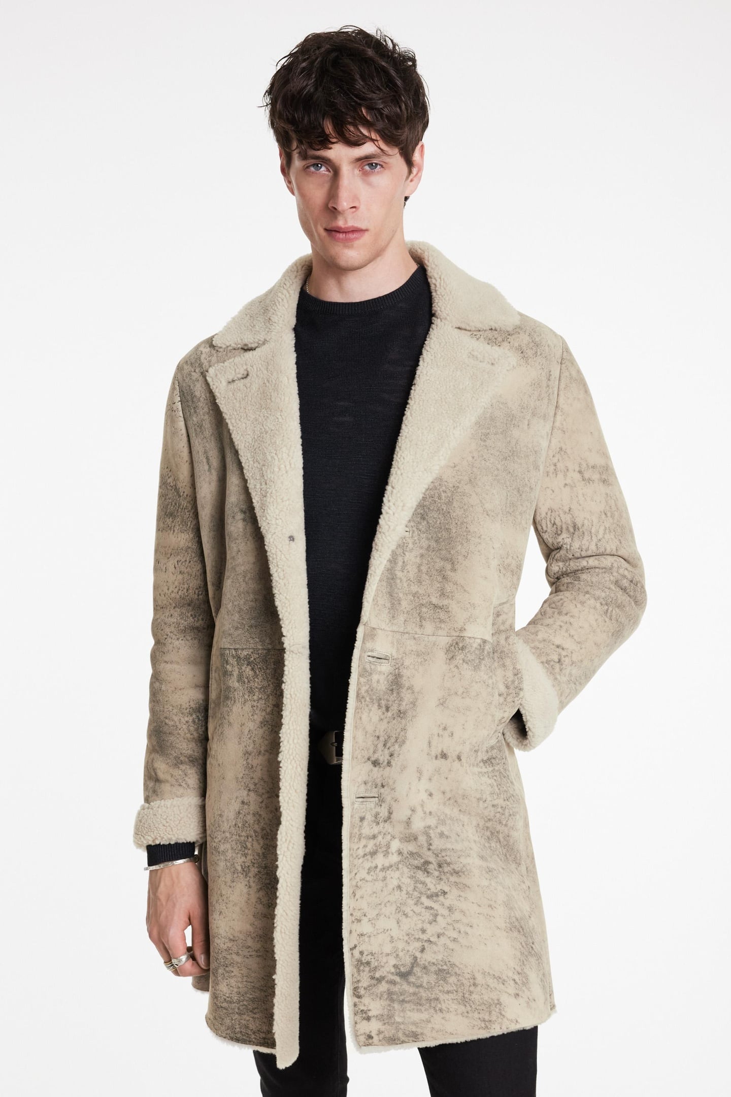 DUNCAN SHEARLING COAT WITH CF BUTTON CLO WHEAT 2