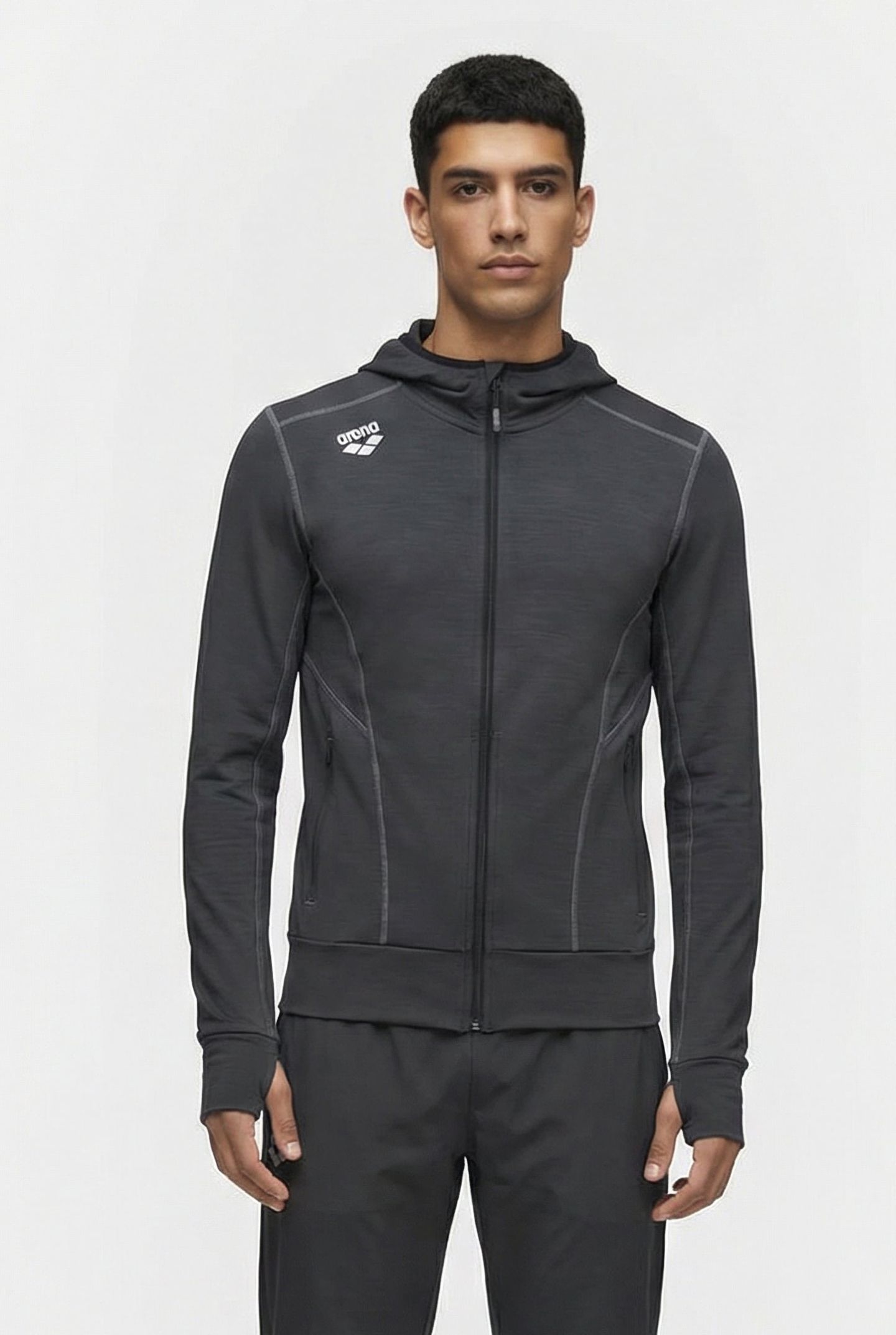 MEN'S HOODED JACKET SPACER LOGO BLACK 1