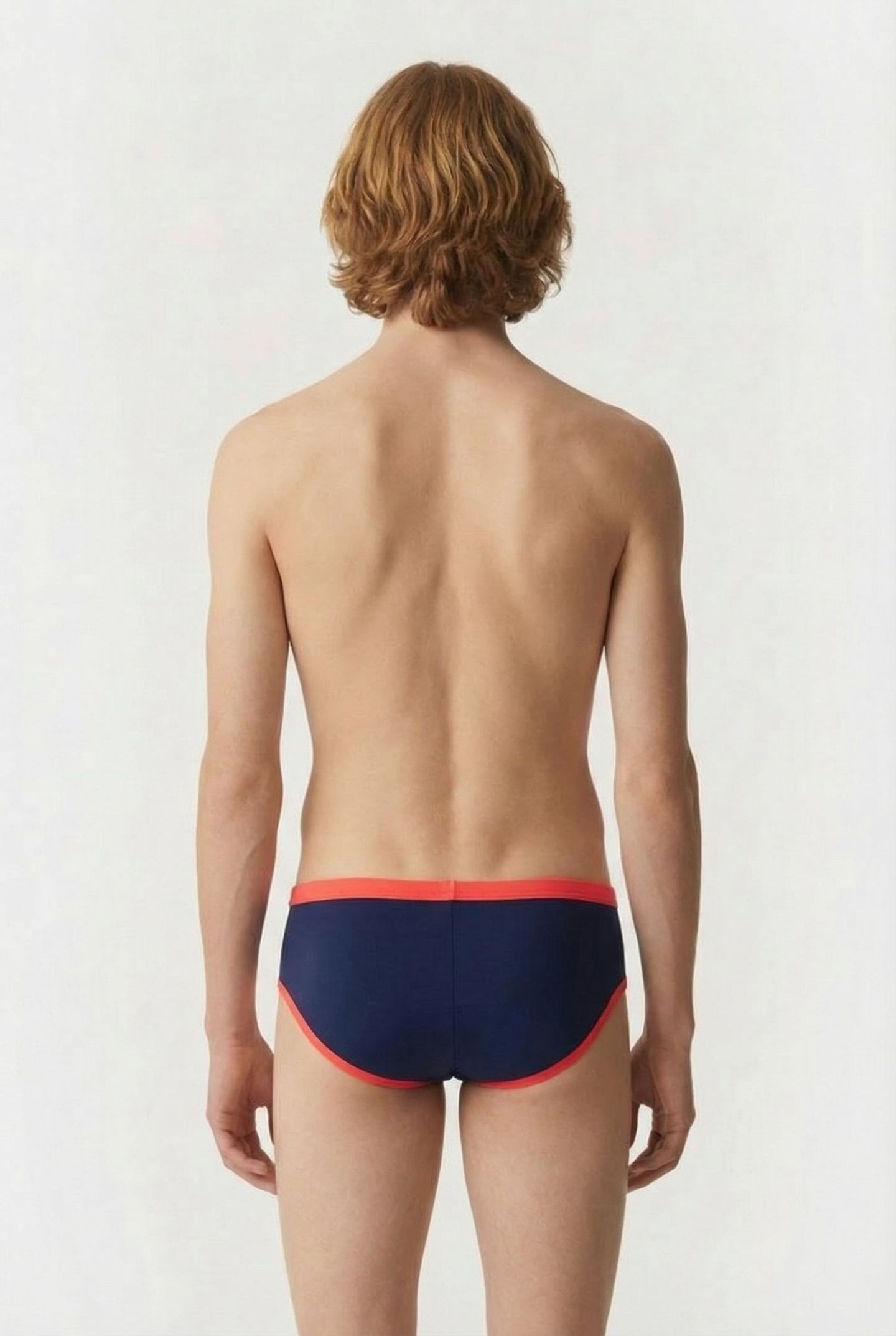 MEN'S ARENA ONE 12CM SWIM BRIEFS BIG LOG NAVY FLUO RED 2