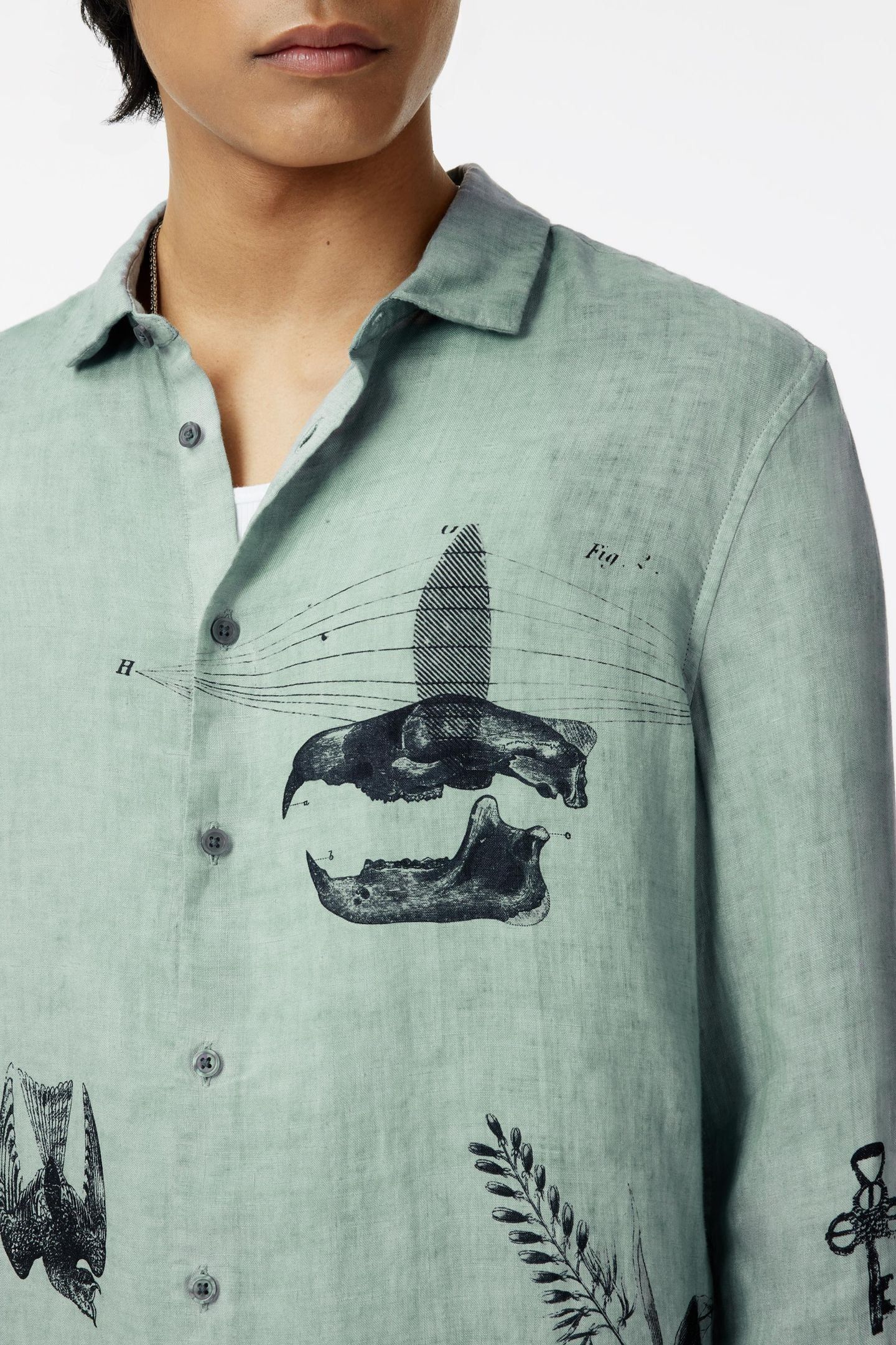 LUCA LS COLLARED BUTTON UP REGULAR FIT S LT BLUE HTHR 3