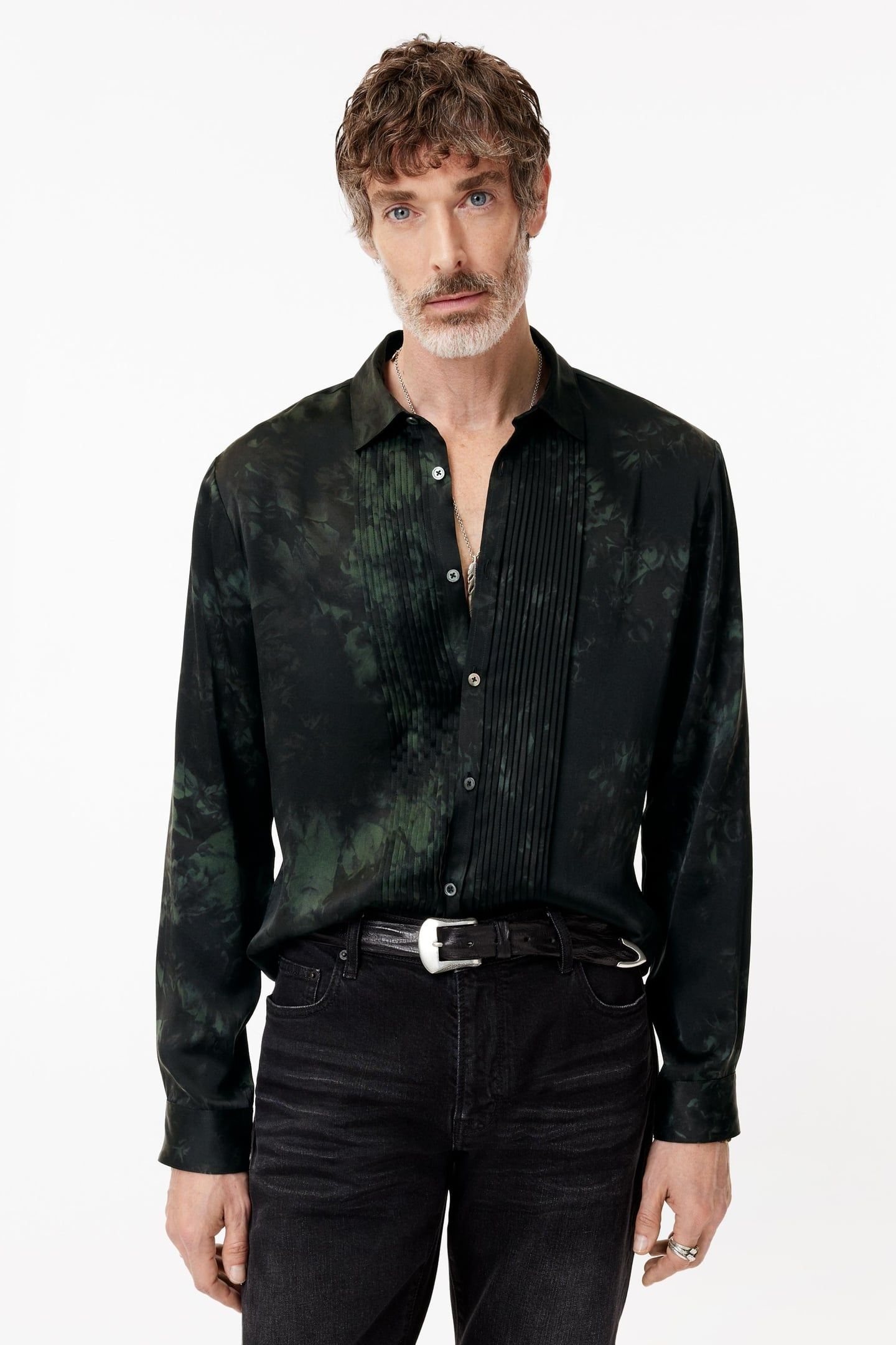 SHIRTS WITH PLEATED FRONT DETAIL AND ROU MOSS 1