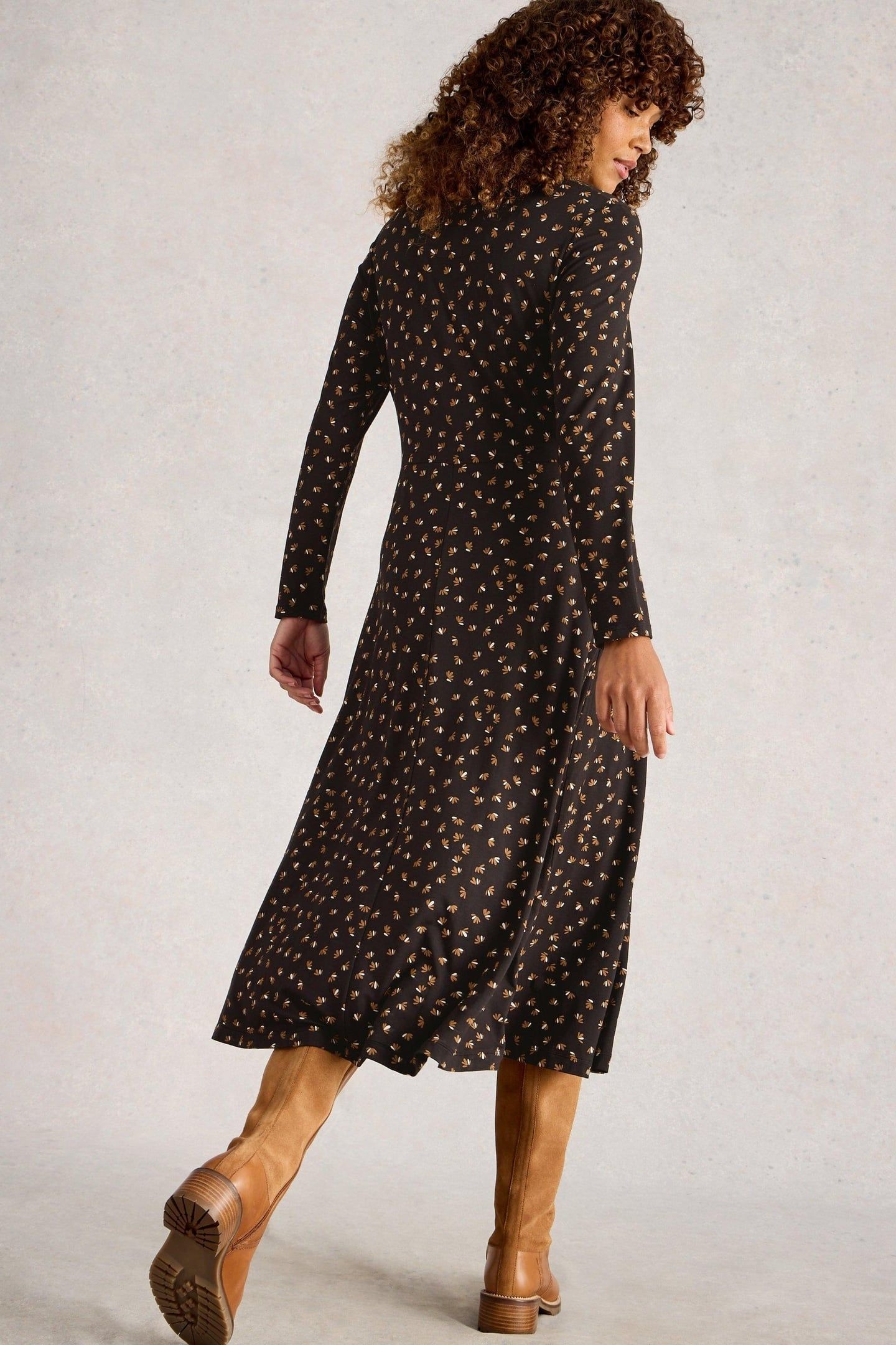 MADELINE JERSEY DRESS BLACK PRINT 2