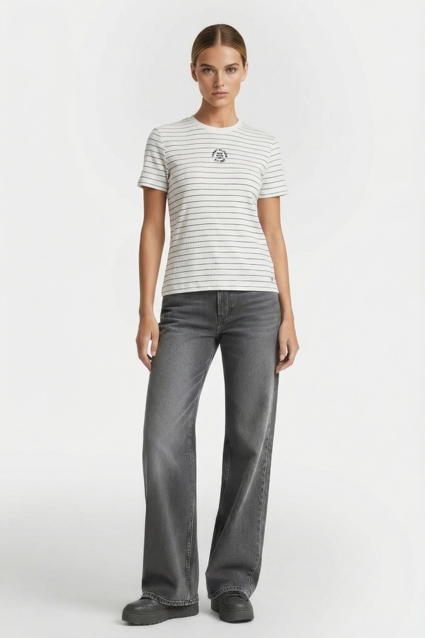ROUNDALL REGULAR C-NECK SHORTSLEEVE IVORY/NAVY 1