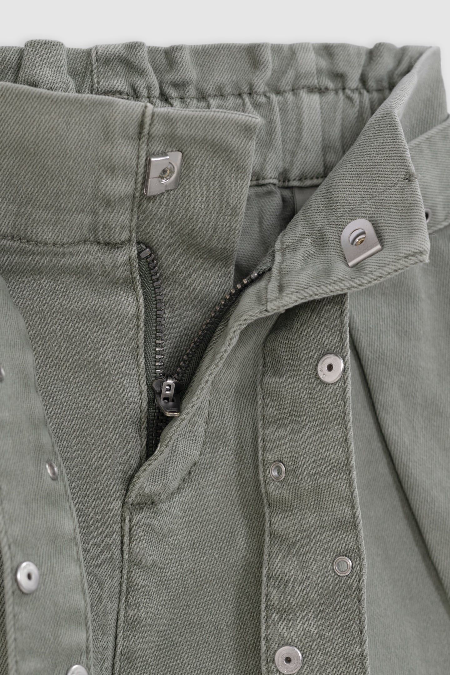 KHAKI DENIM SHORTS WITH STUDDED BELT AND EYELETS 6