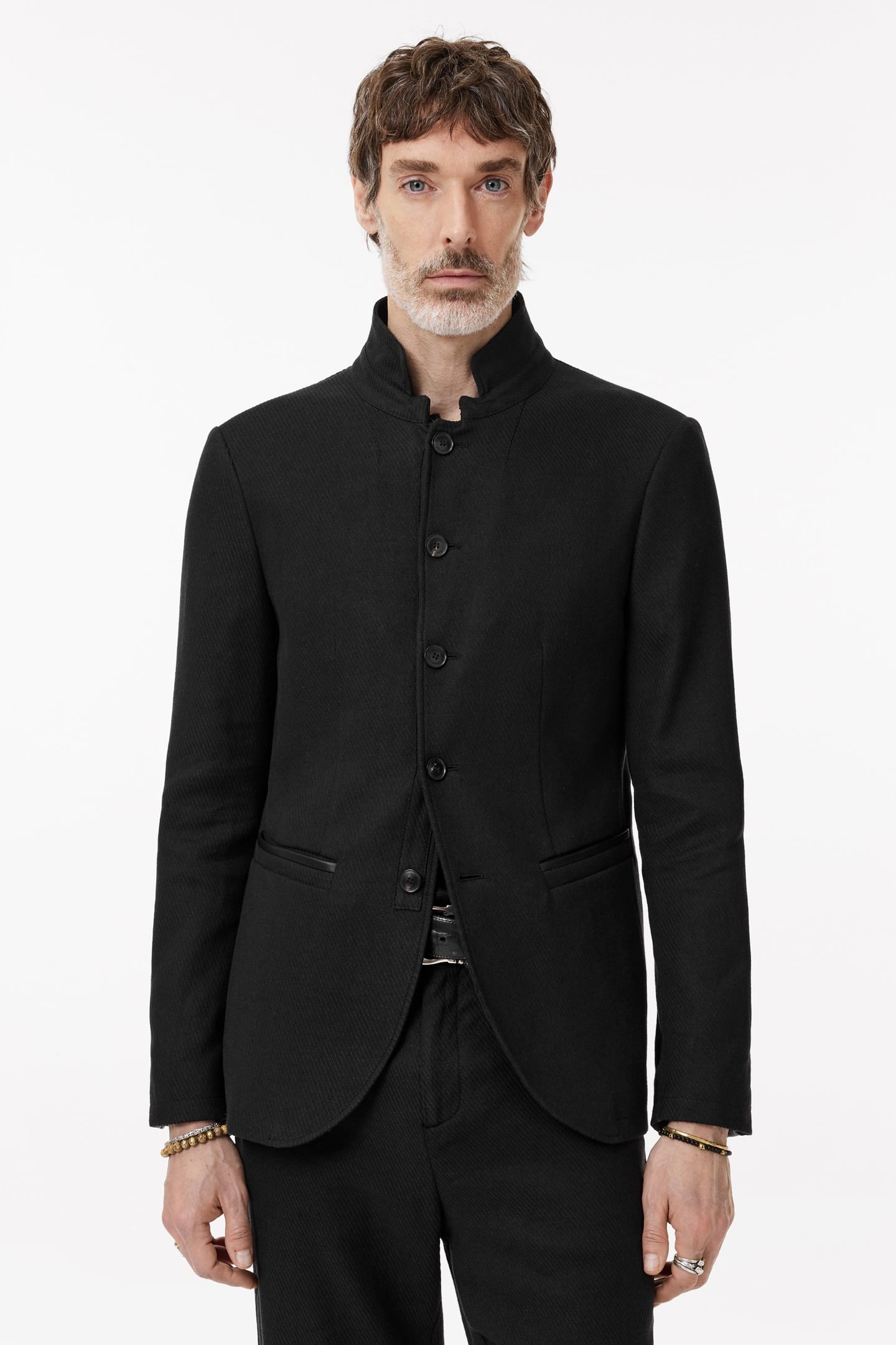 SLIM FIT BUTTON CLOSURE SOFT JACKET WITH BLACK 1