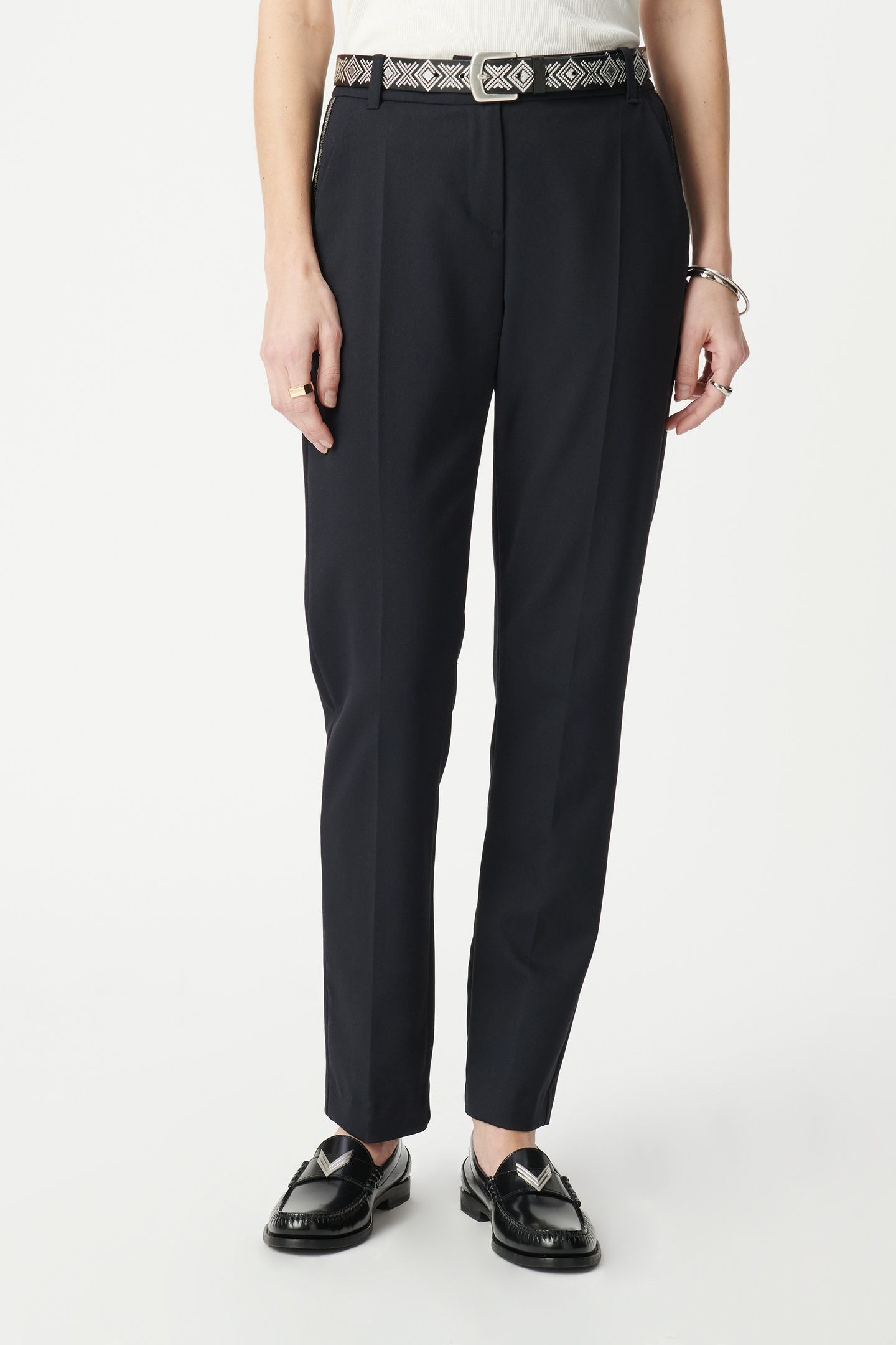 NAVY SUIT TROUSERS WITH DECORATIVE BRAID 2