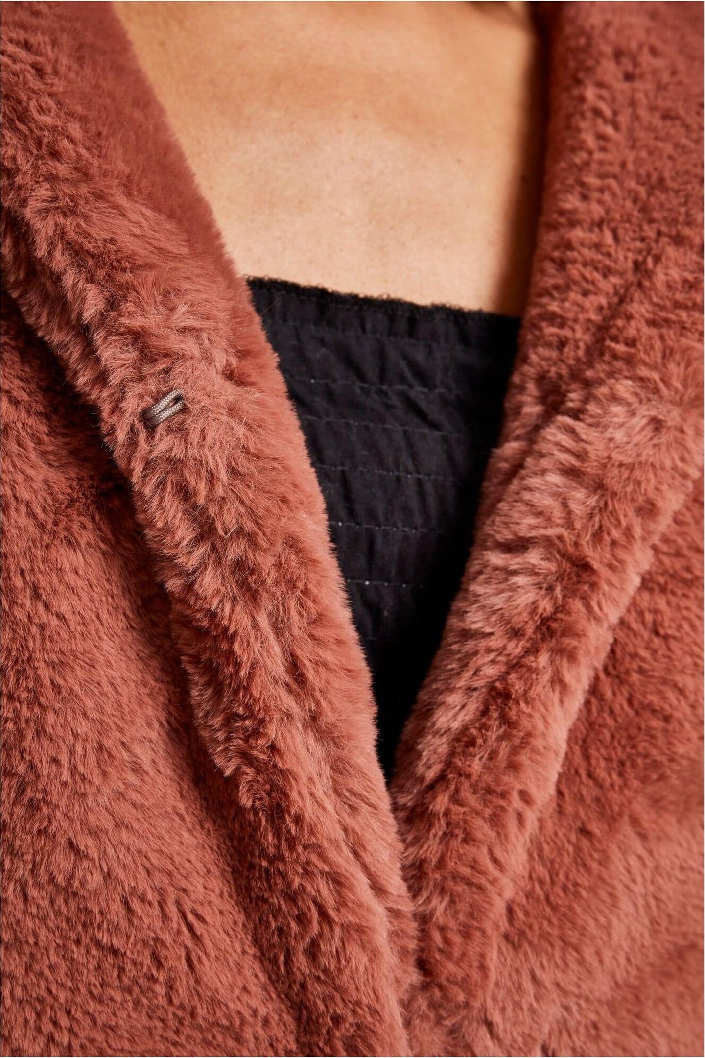LADIES HOODED TEDDY COAT DARKROSE 8